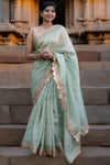 Pastel Paige Crushed Tissue Banarasi Saree