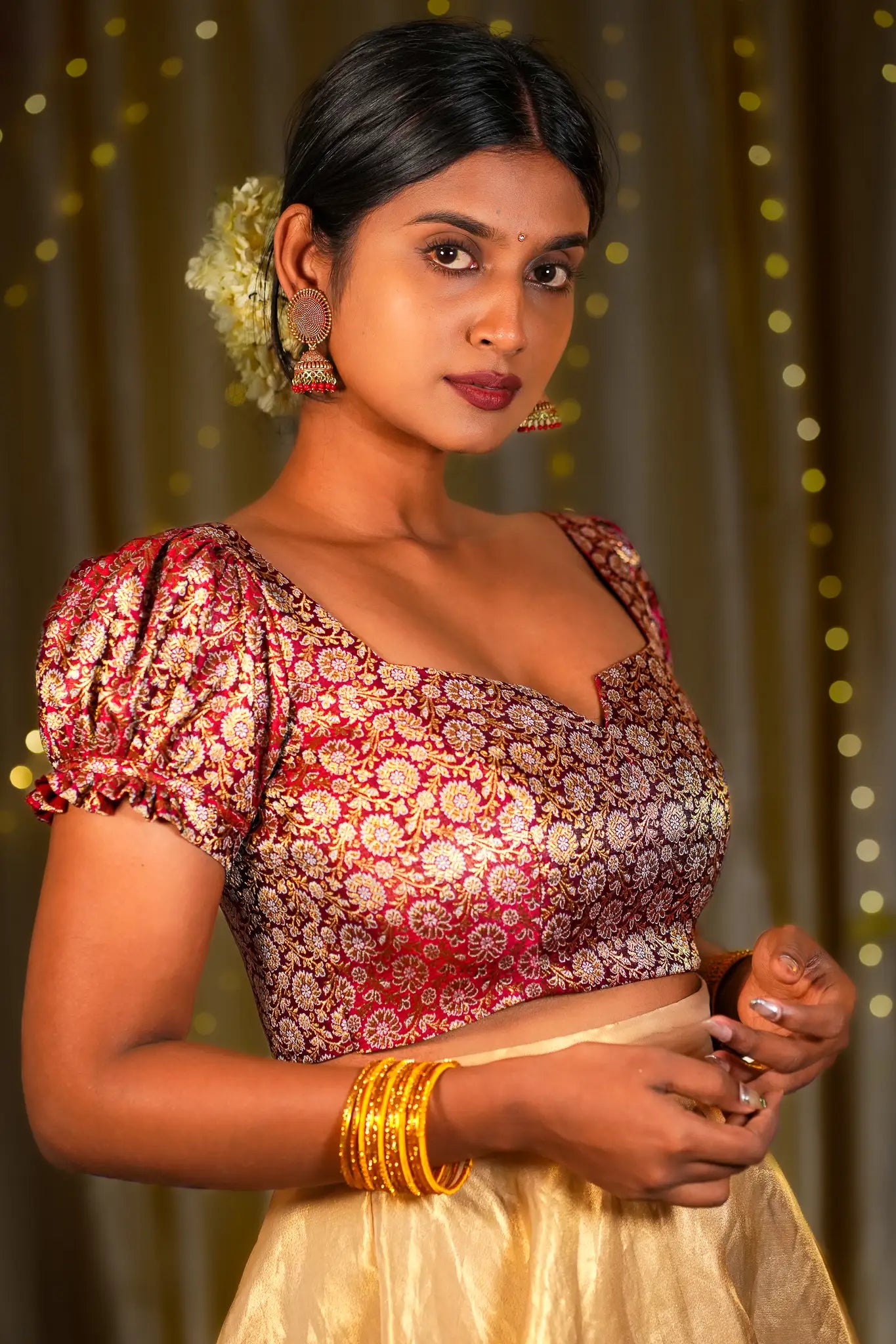 Eye of Heaven Banarasi Puff Sleeve Blouse