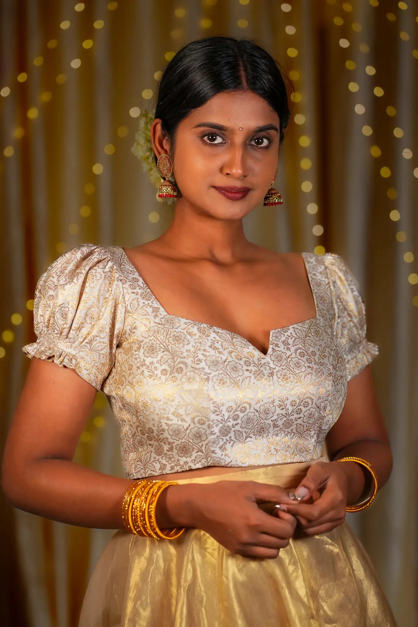 Little Luna Banarasi Puff Sleeve Blouse