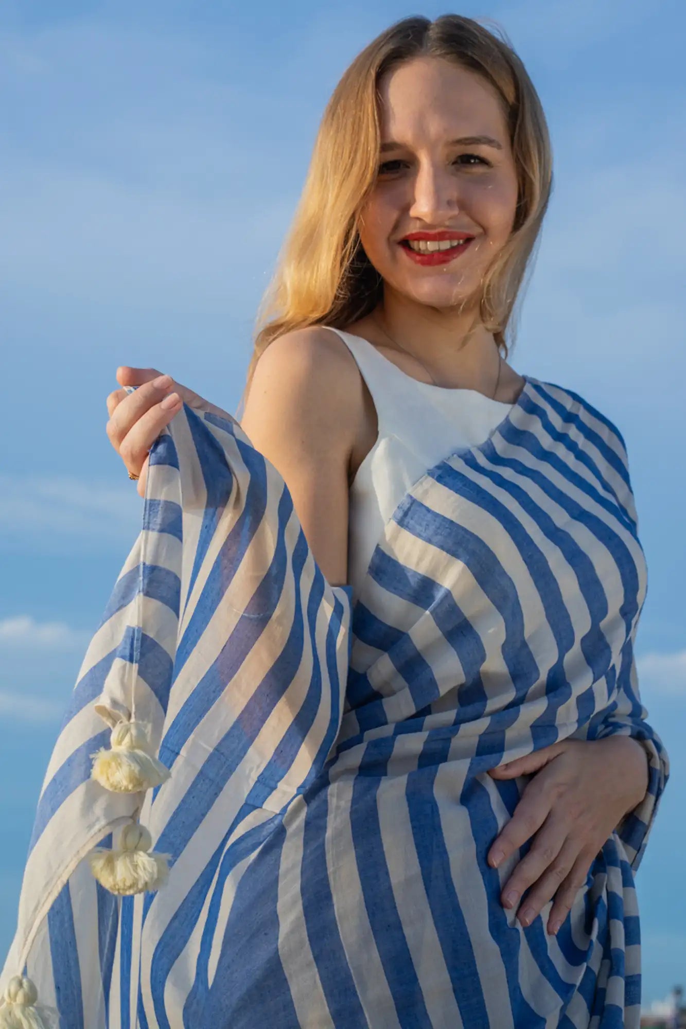 Midnight Mirage Stripe Saree
