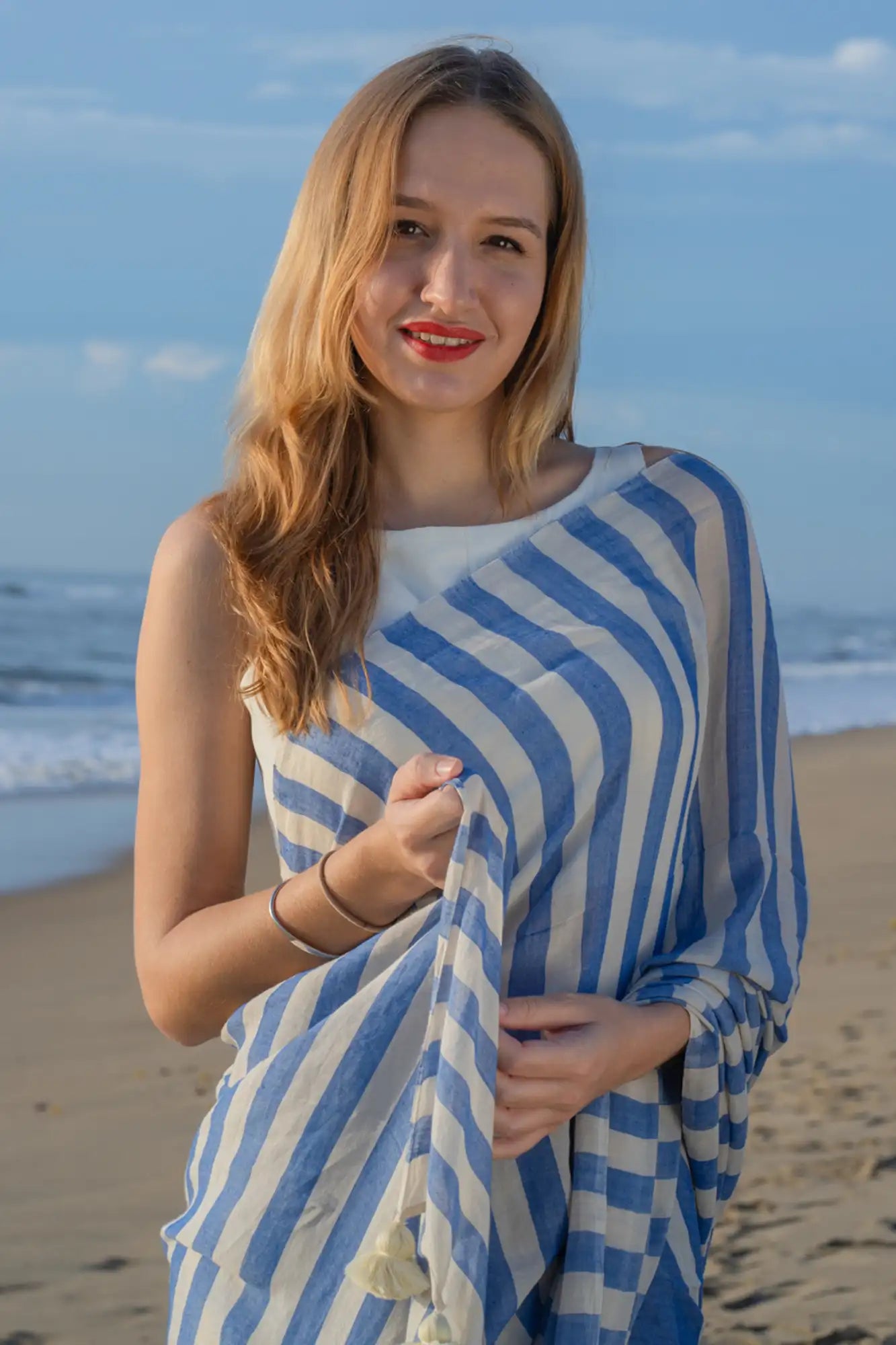 Midnight Mirage Stripe Saree