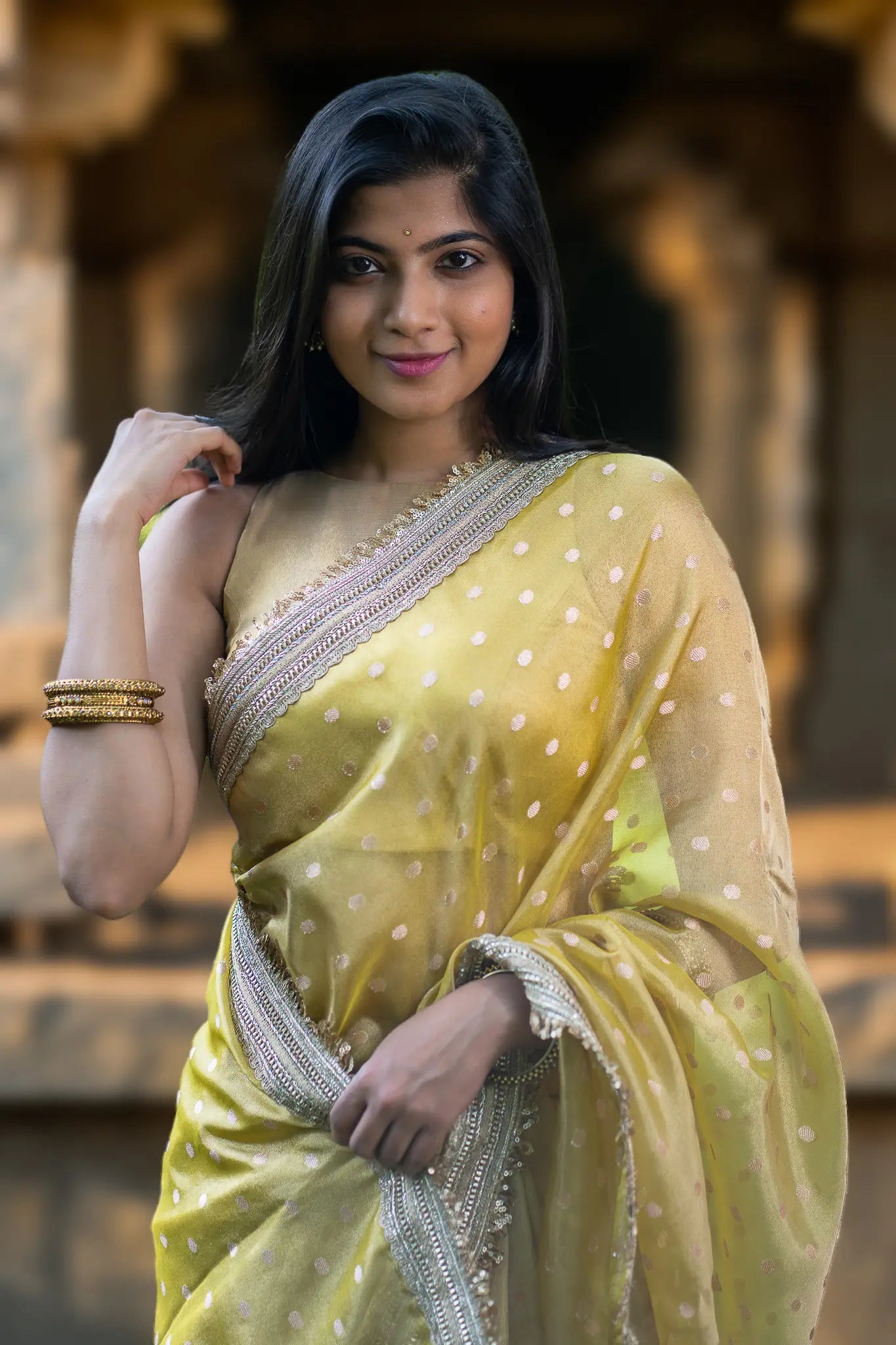 Sun Spot Tissue Banarasi Saree