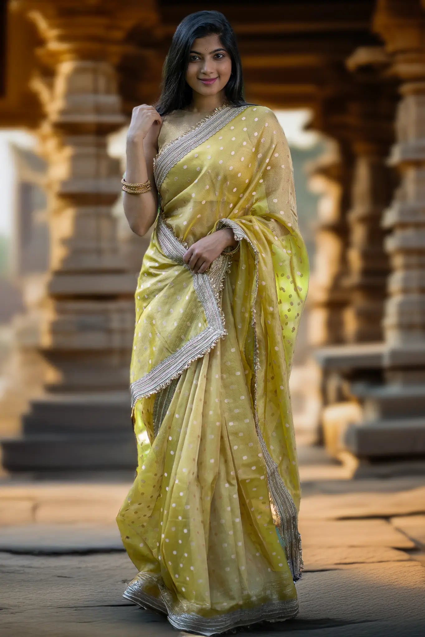 Sun Spot Tissue Banarasi Saree