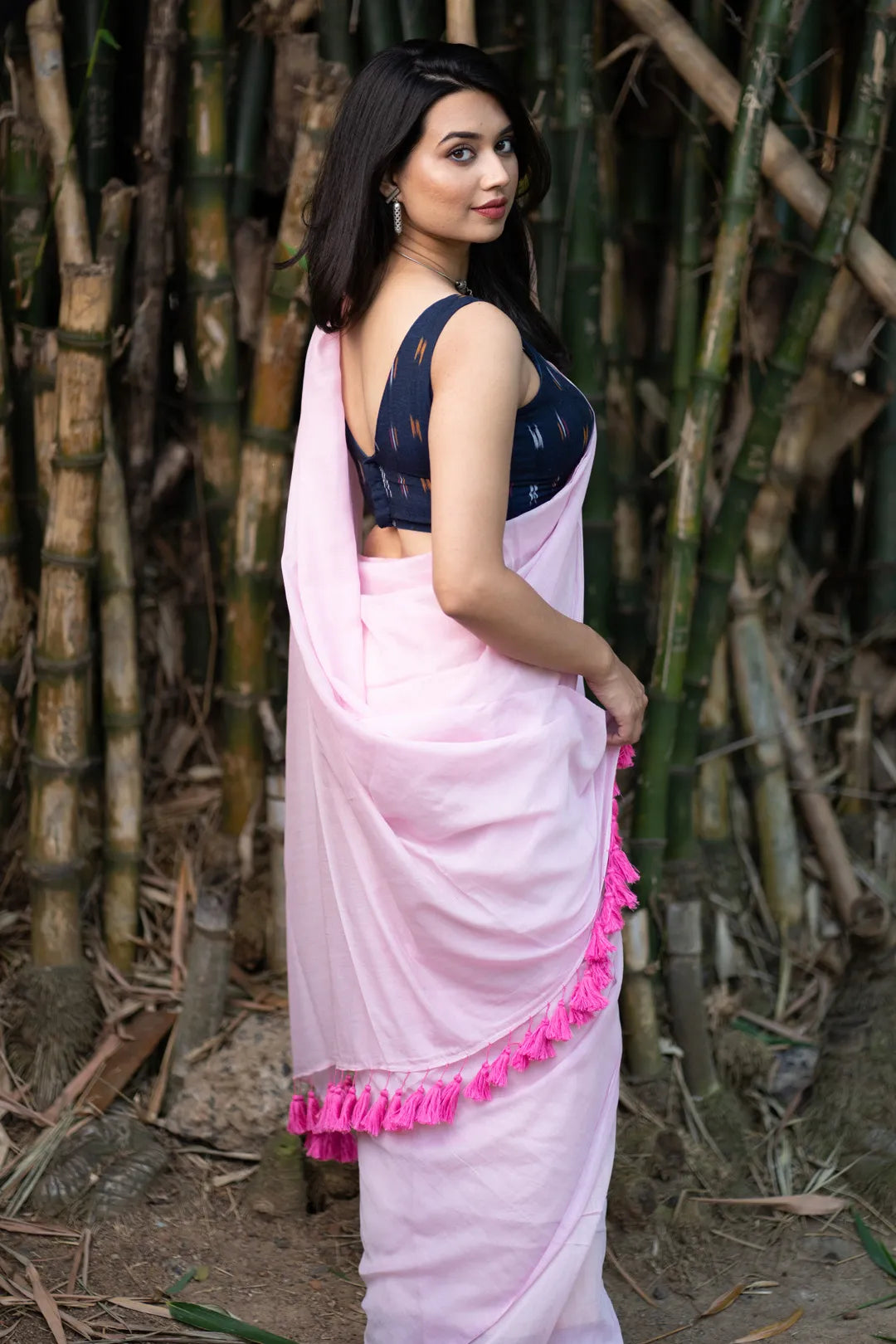 Baby Pink colour handloom cotton Saree - I Love Sarees