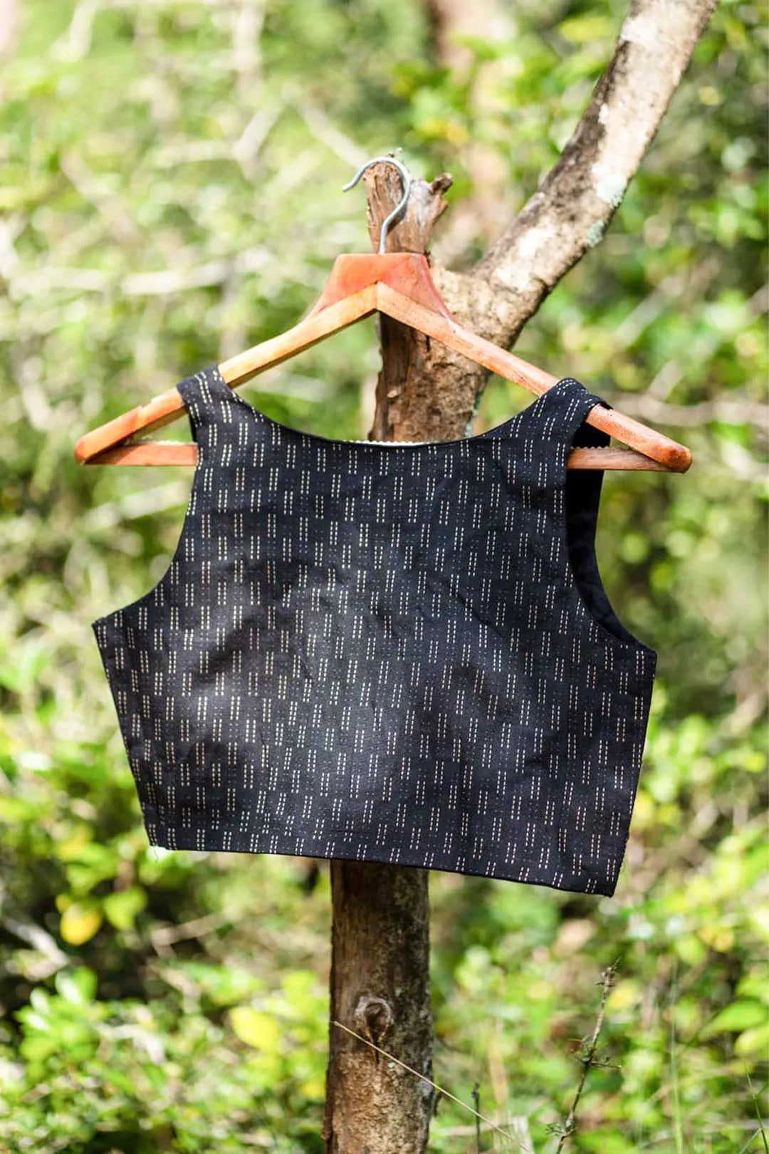 Charcoal Black sleeveless blouse - I Love Sarees