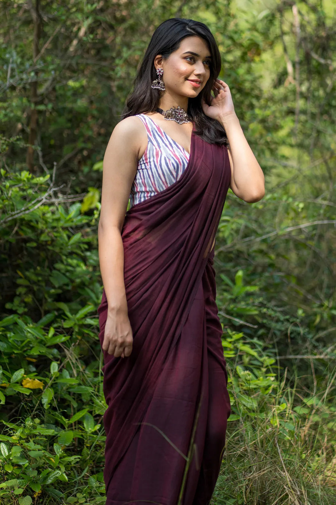 Dark maroon saree - Handloom Cotton Saree with Saree Tassels - I Love Sarees