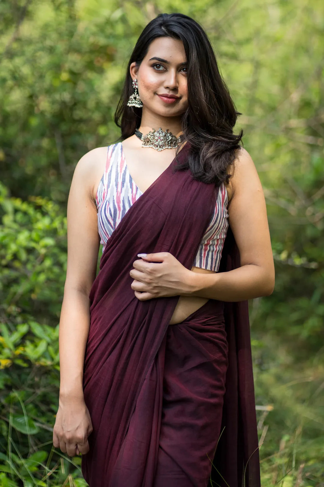 Dark maroon saree - Handloom Cotton Saree with Saree Tassels - I Love Sarees