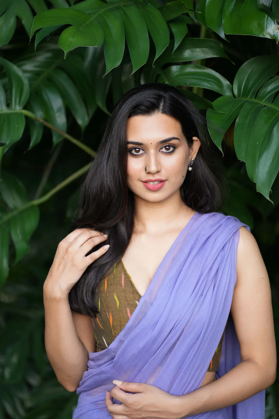 Green V-Neck Sleeveless readymade blouse - I Love Sarees