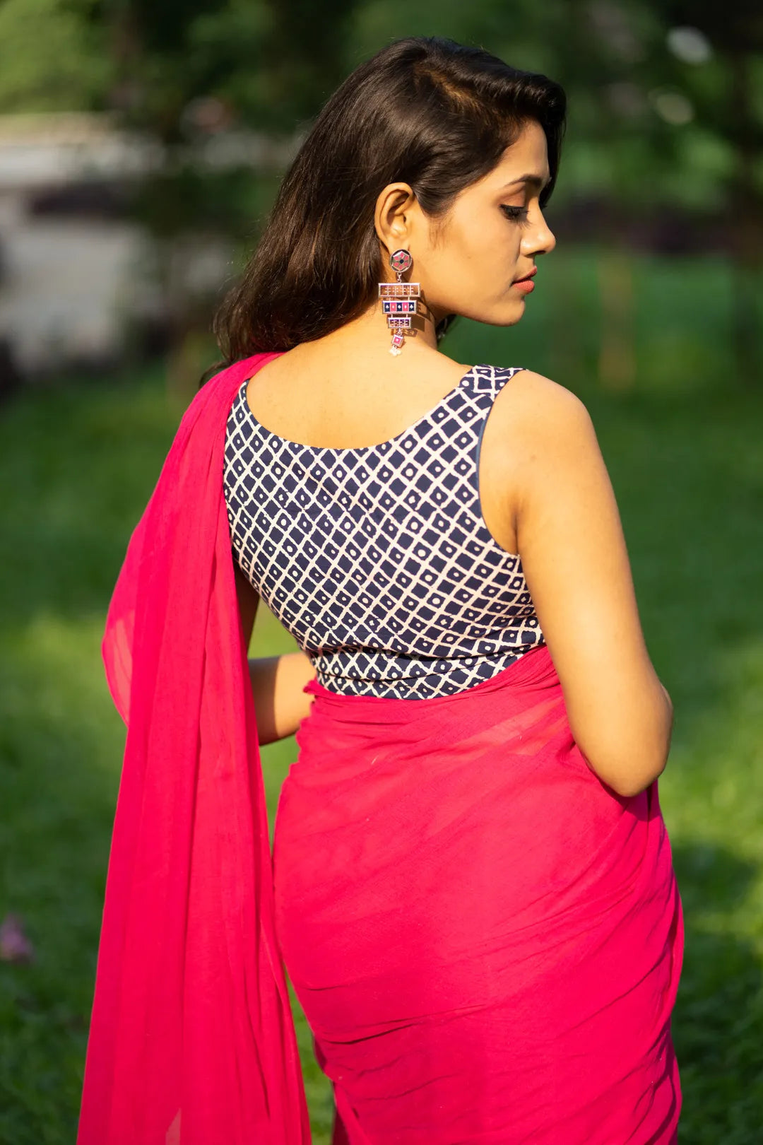 Plain Dark Pink Handloom Cotton Saree - I Love Sarees