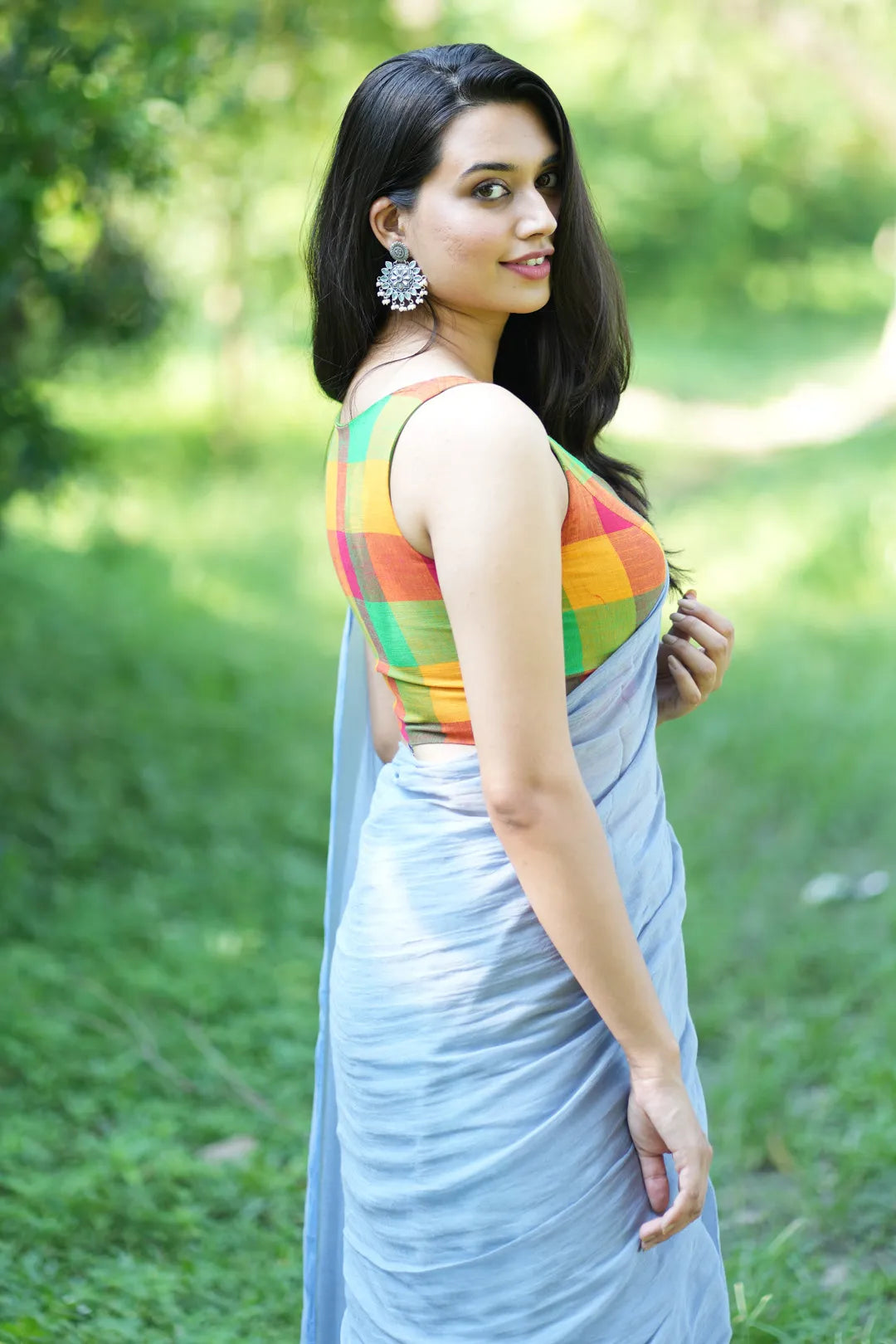 Plain Light Blue Handloom Cotton Saree - I Love Sarees