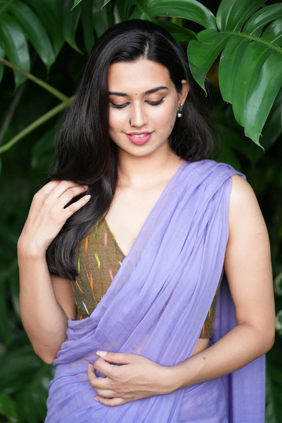 Royal Lilac Saree - Handloom cotton Saree with Tassels - I Love Sarees