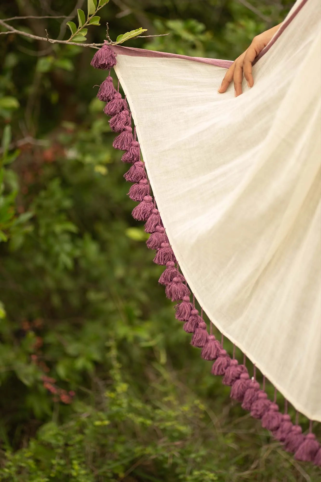 White saree with purple border - Pure cotton Saree - I Love Sarees