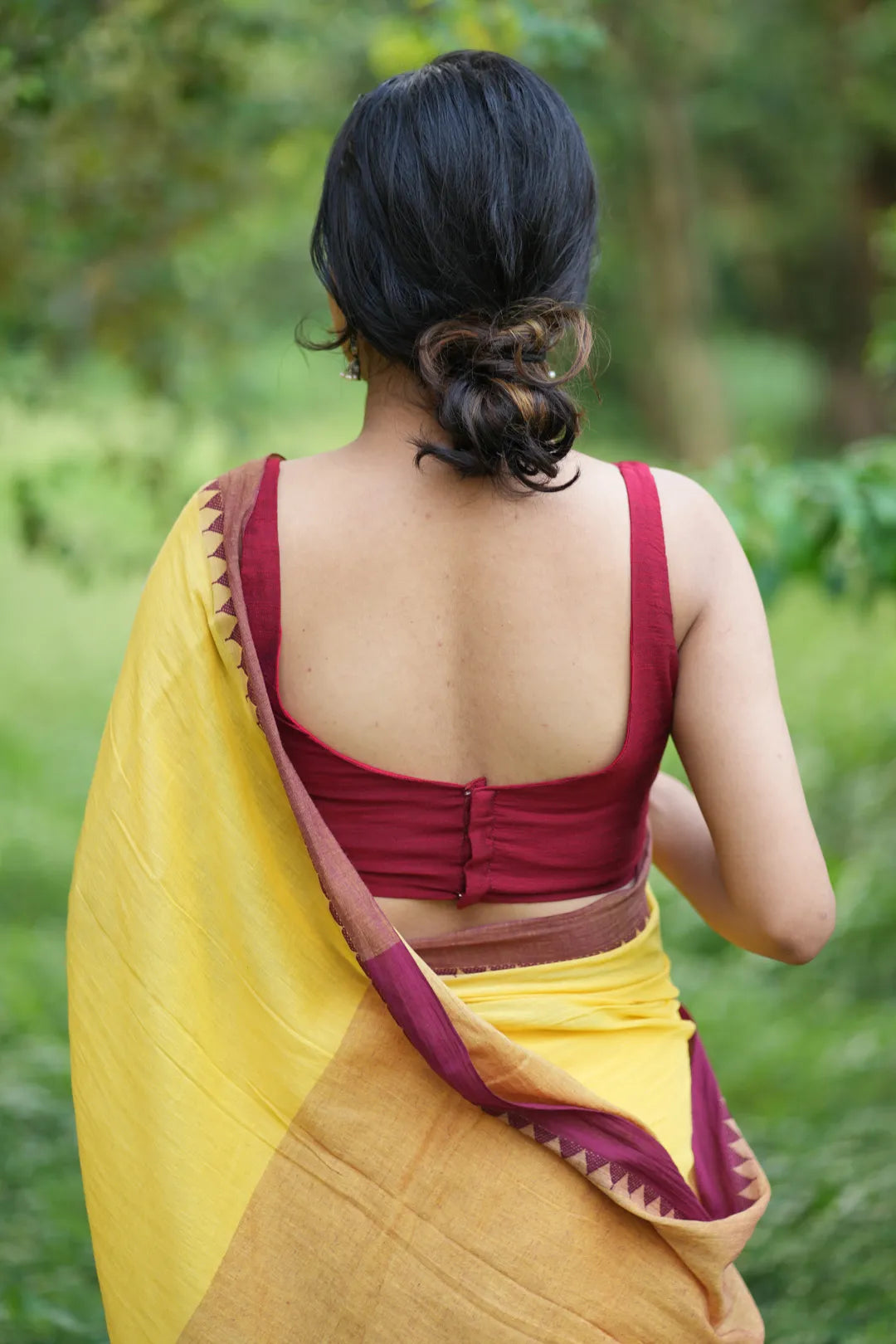 Yellow Saree with Maroon jacquard Border - Handloom Cotton Saree - I Love Sarees