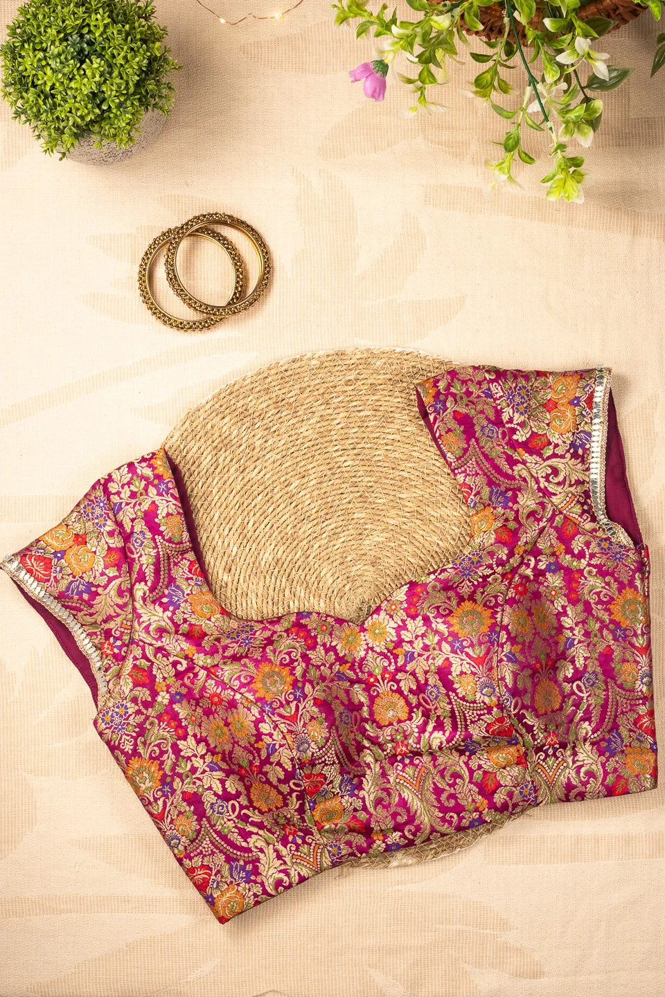 All but Love Banarasi Cap Sleeve Blouse