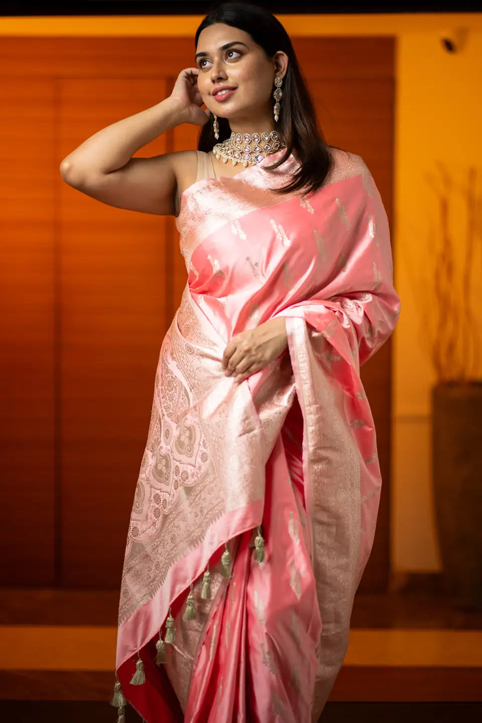 Spring Blossom Mashru Banarasi Silk Saree