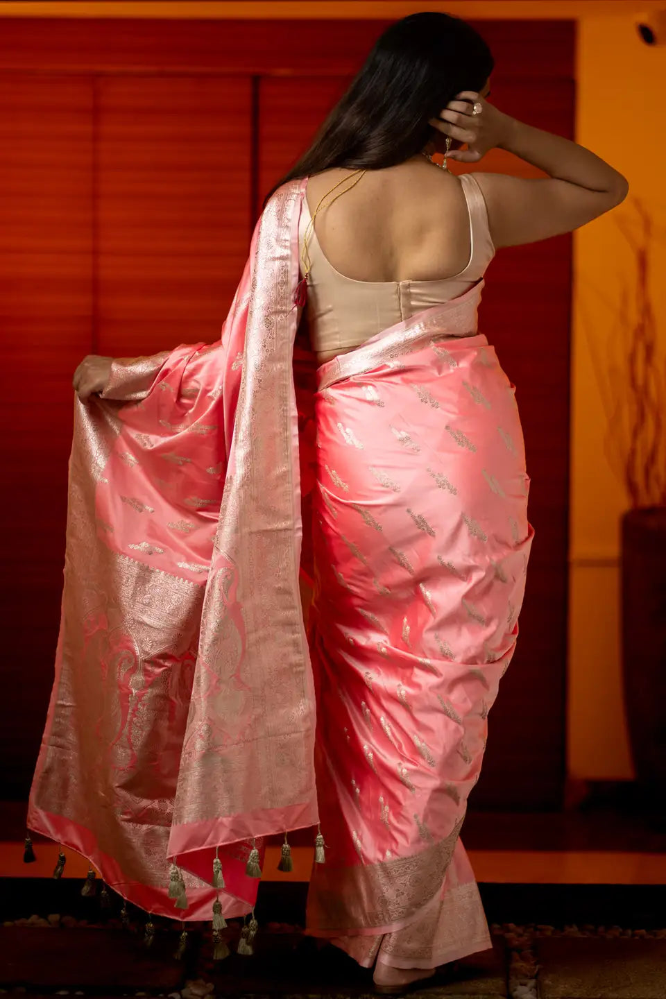 Spring Blossom Mashru Banarasi Silk Saree