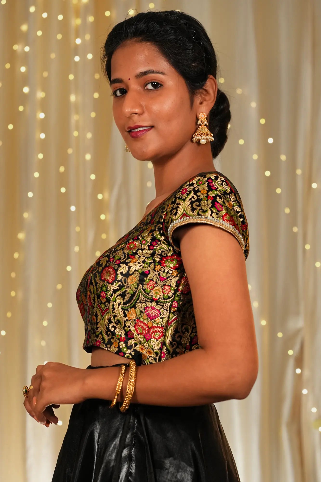 Love Crime Banarasi Cap Sleeve Blouse
