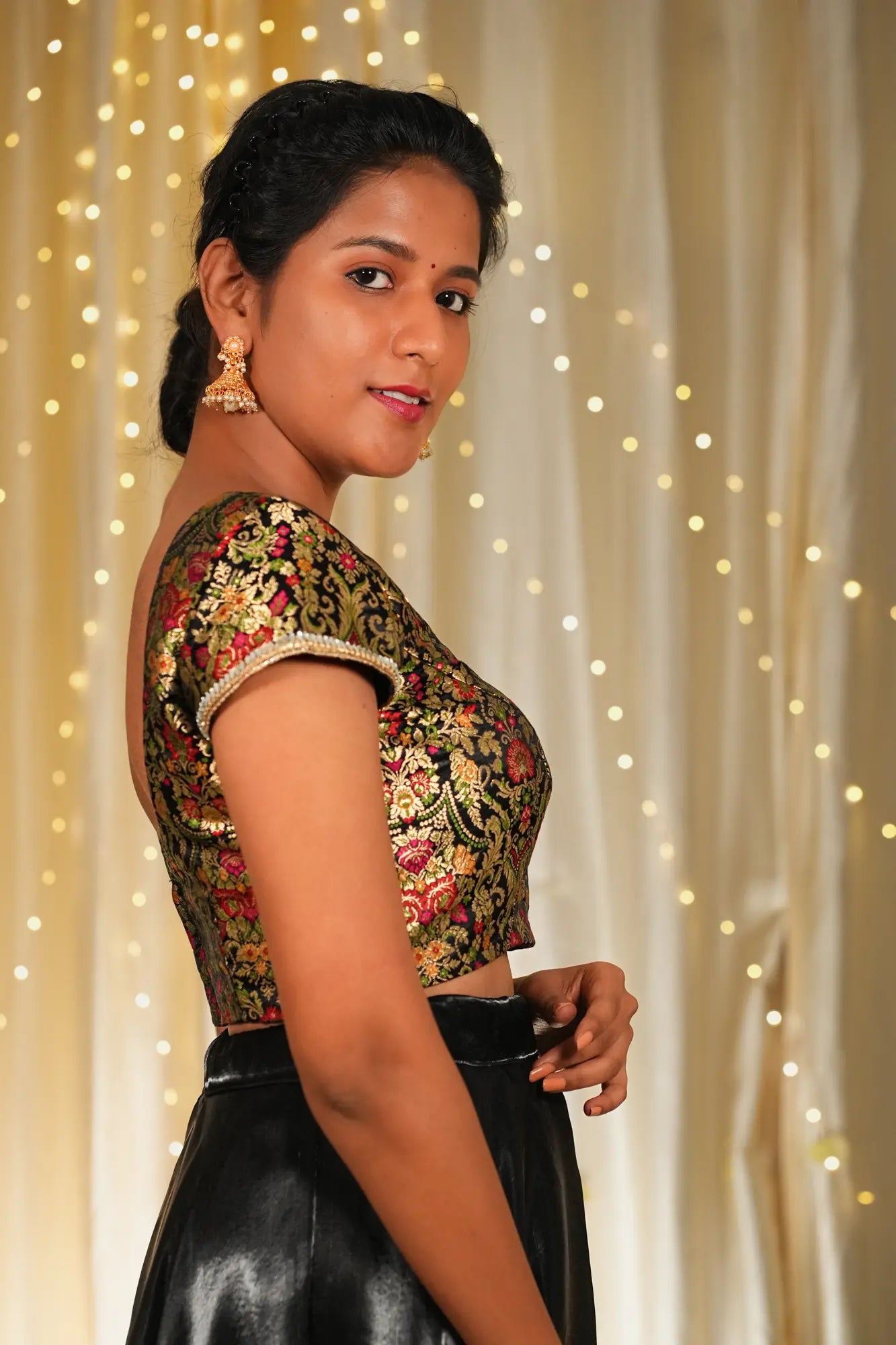 Love Crime Banarasi Cap Sleeve Blouse