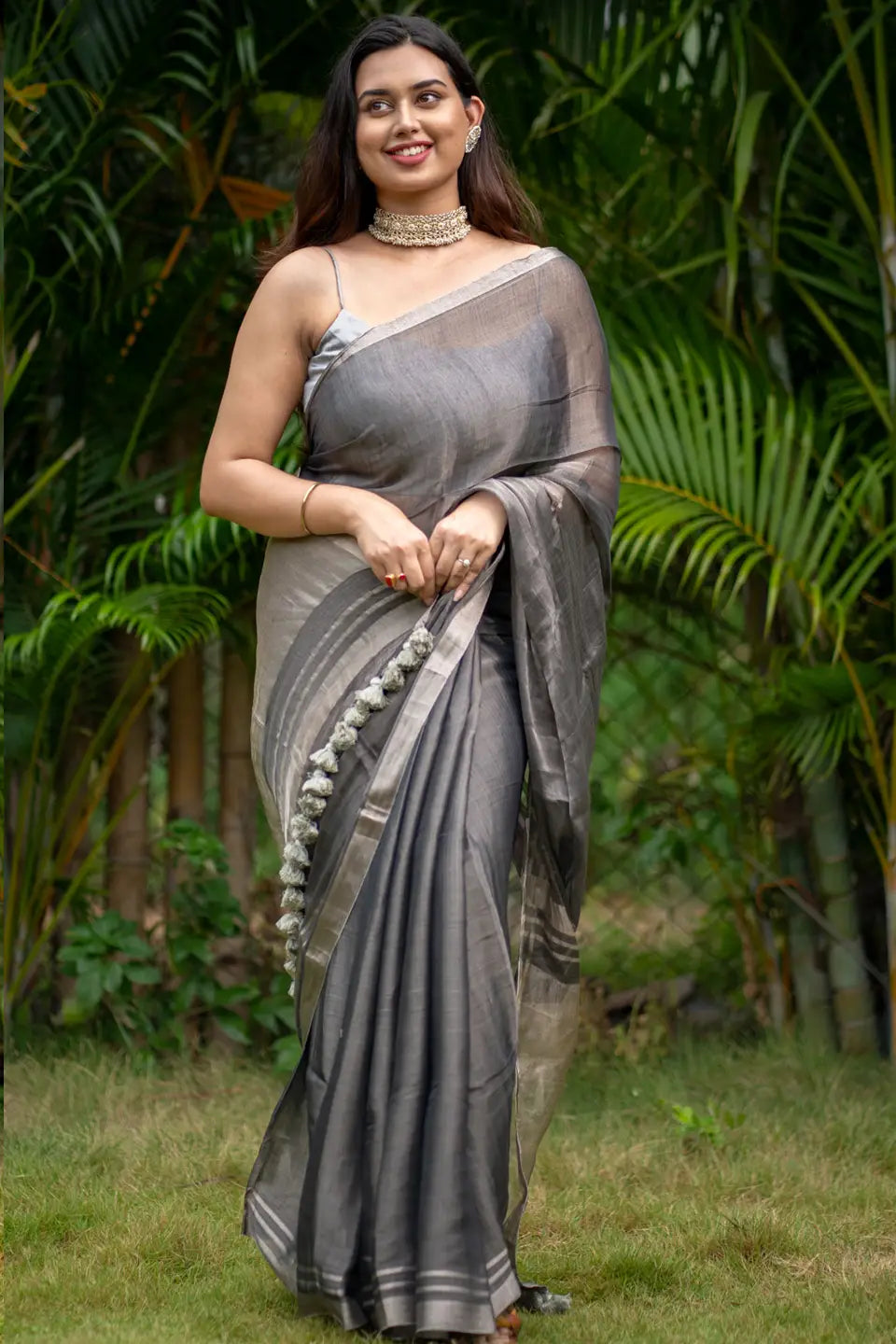 Black-Tissue-Saree-With-Silver-Zari-I-Love-Sarees