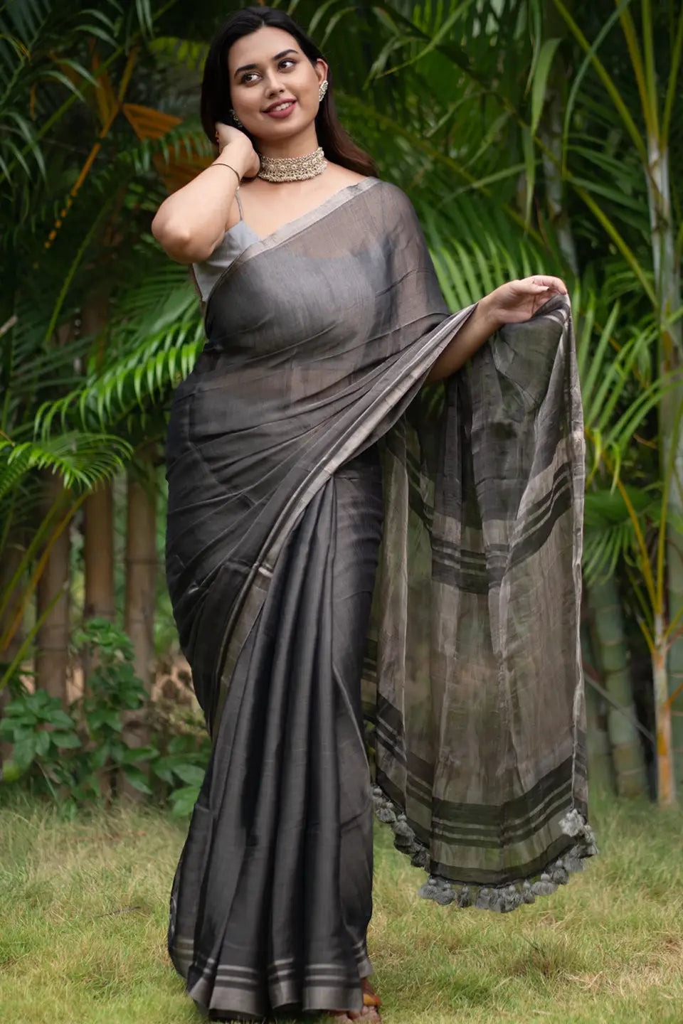 Black-Tissue-Saree-With-Silver-Zari-I-Love-Sarees