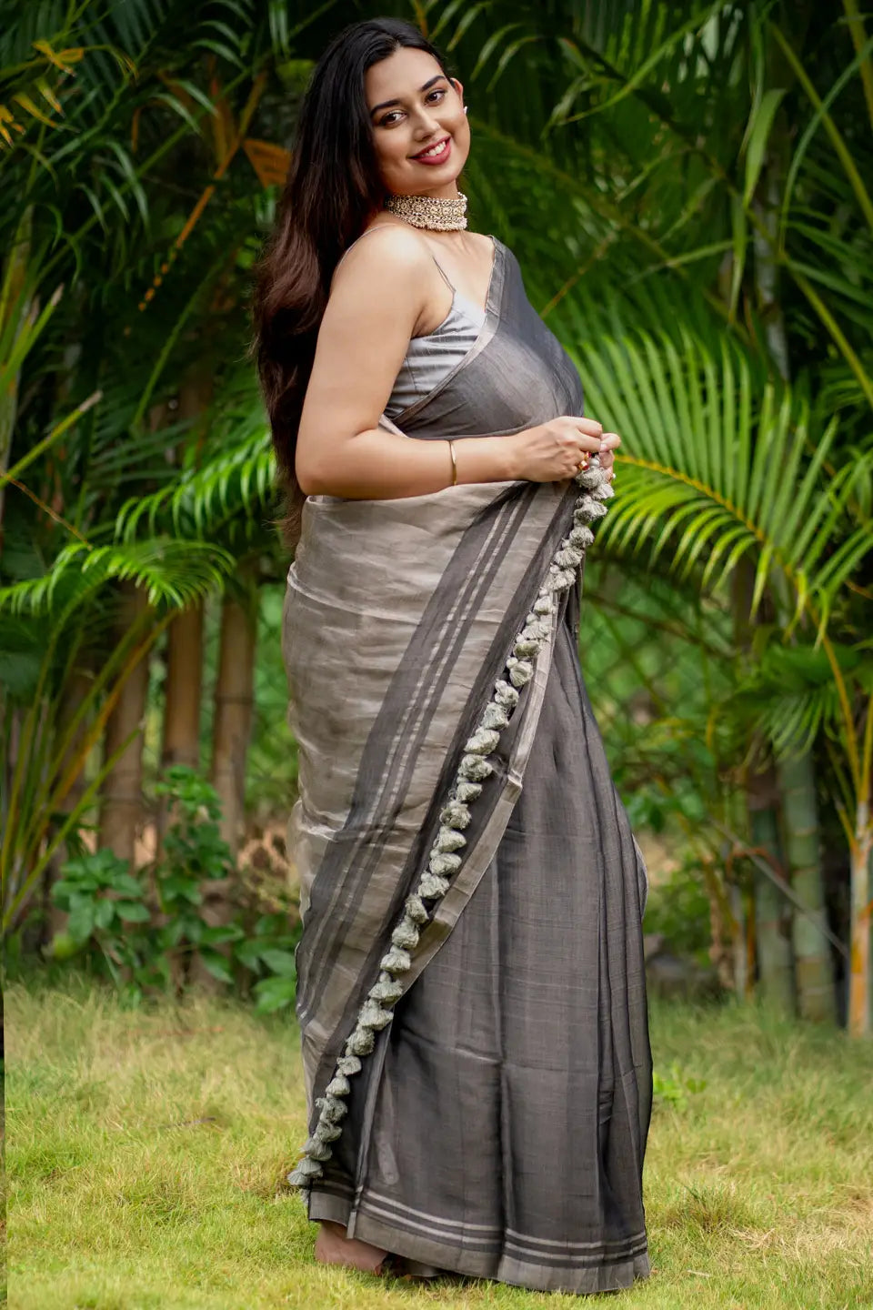 Black-Tissue-Saree-With-Silver-Zari-I-Love-Sarees