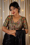 Black Multicolor Sleeve Banarasi Blouse