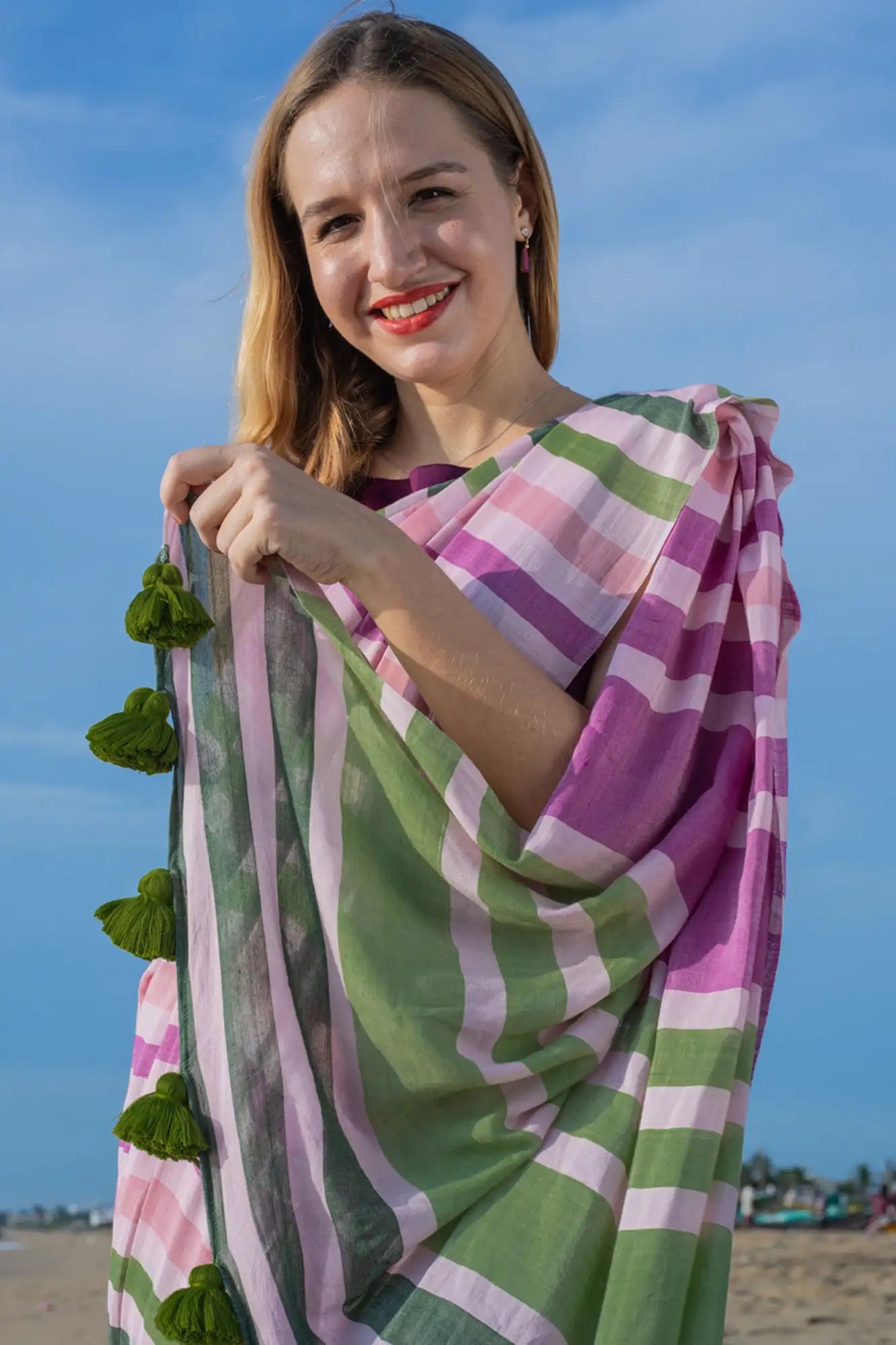 Blooming Enchantment Stripe Saree