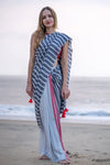 Silver Serenade Stripe Saree