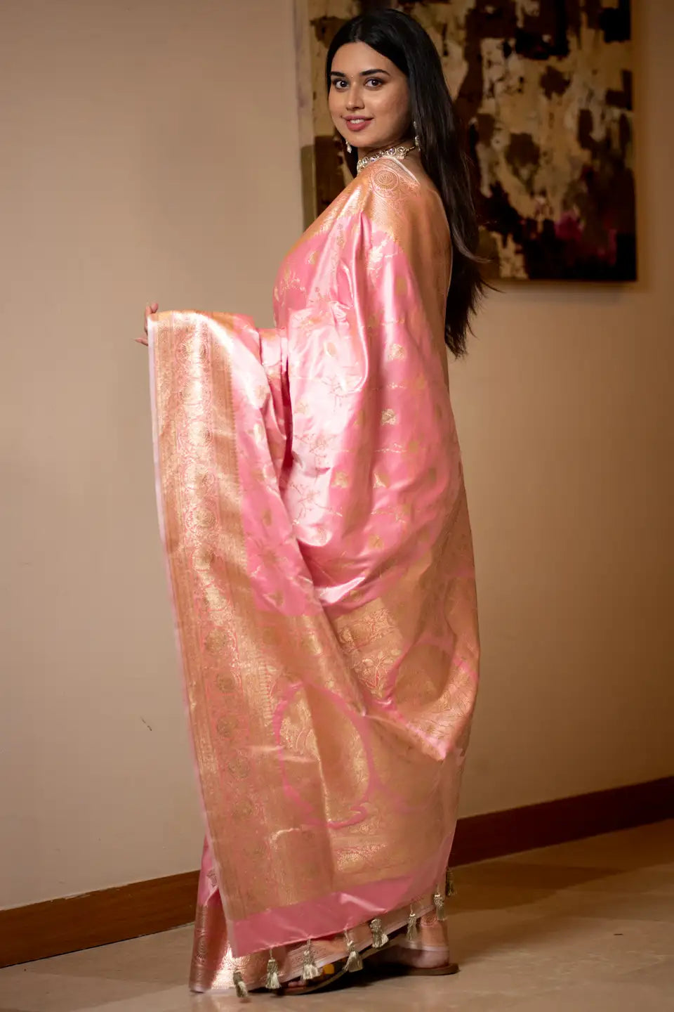 Kuvala Banarasi Silk Saree with Golden Zari