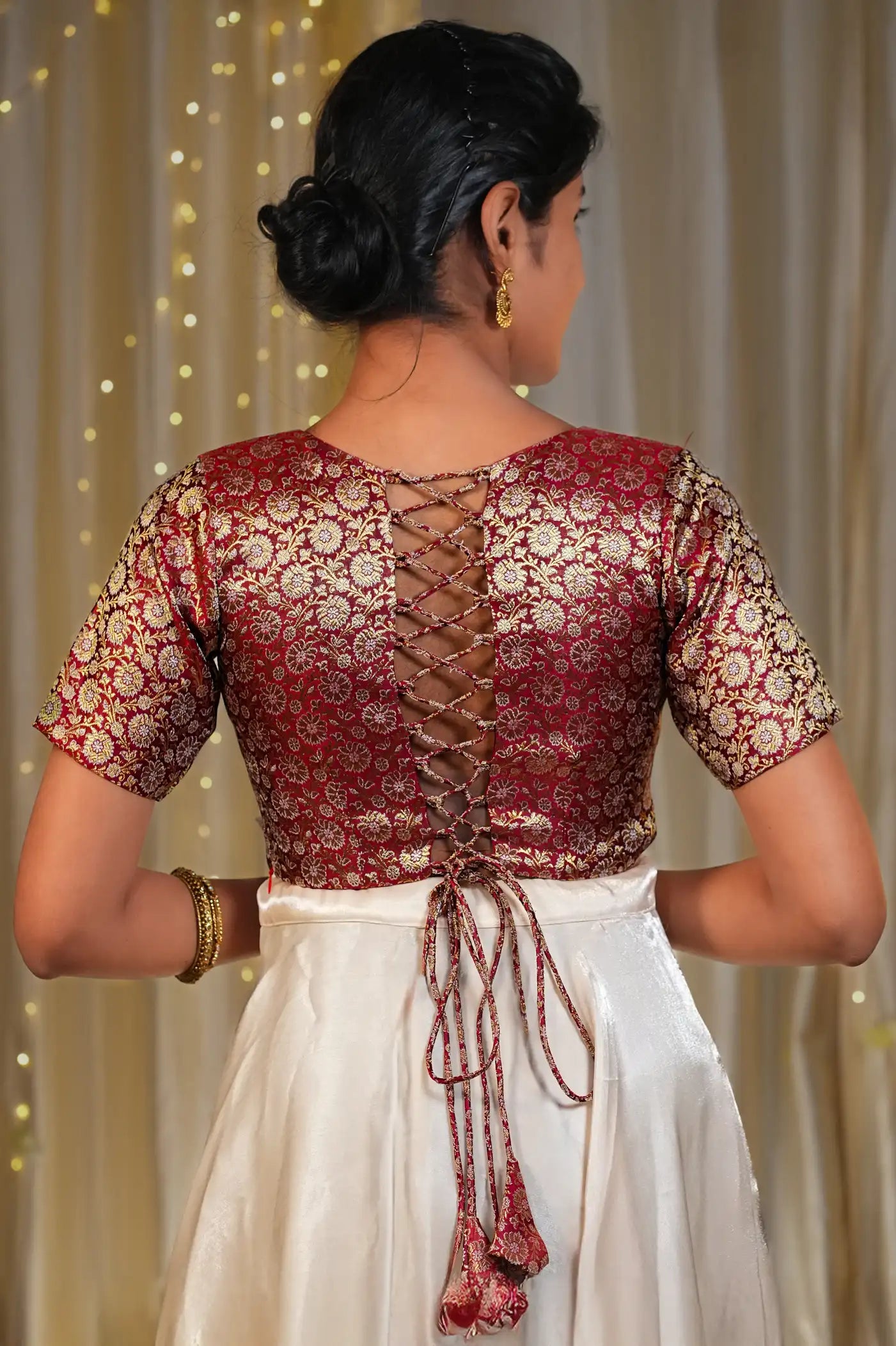 Cherry Cruise Tie up back Knot Blouse
