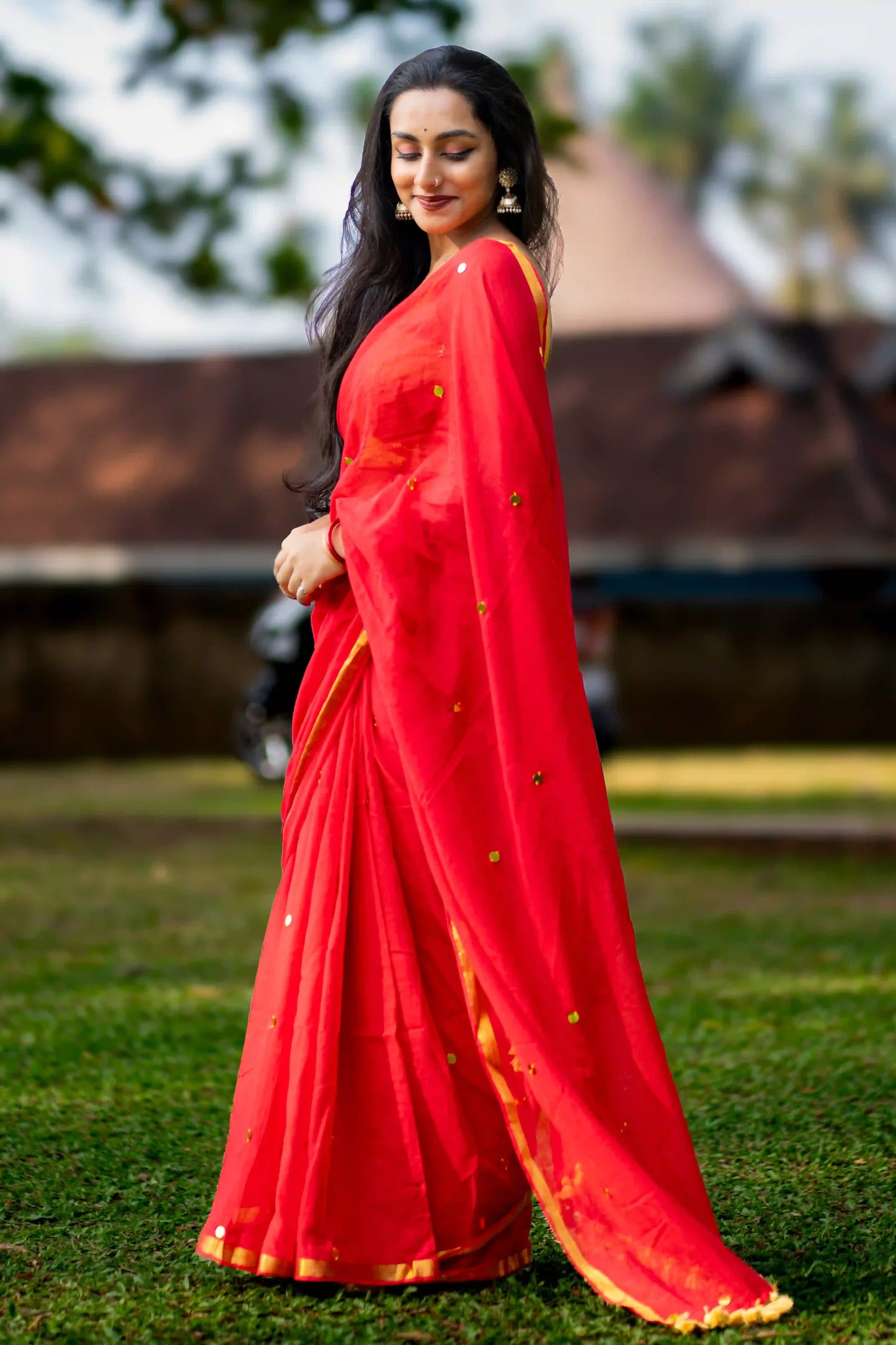 Crimson Ease Cotton Sequin Saree