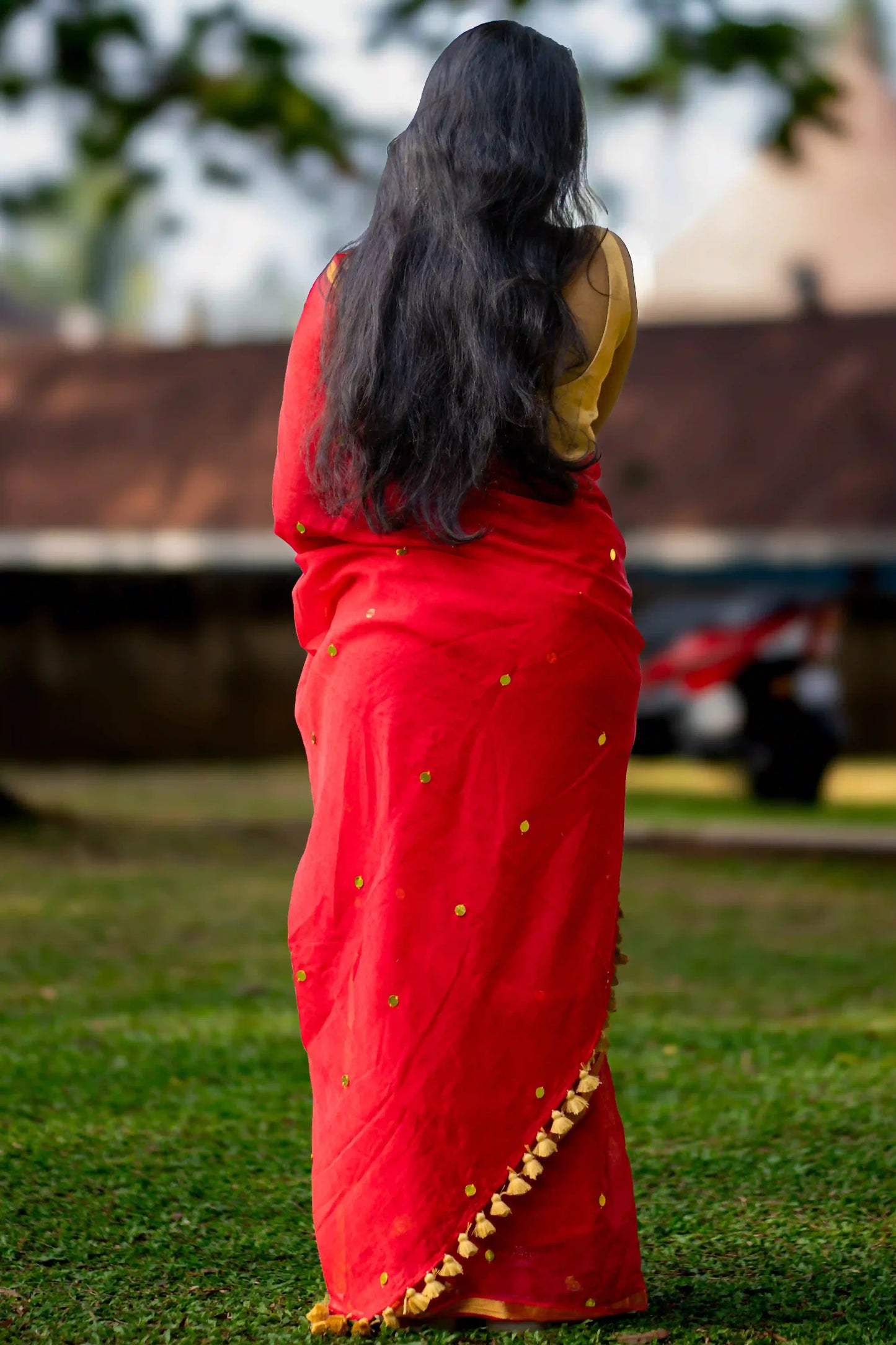 Crimson Ease Cotton Sequin Saree
