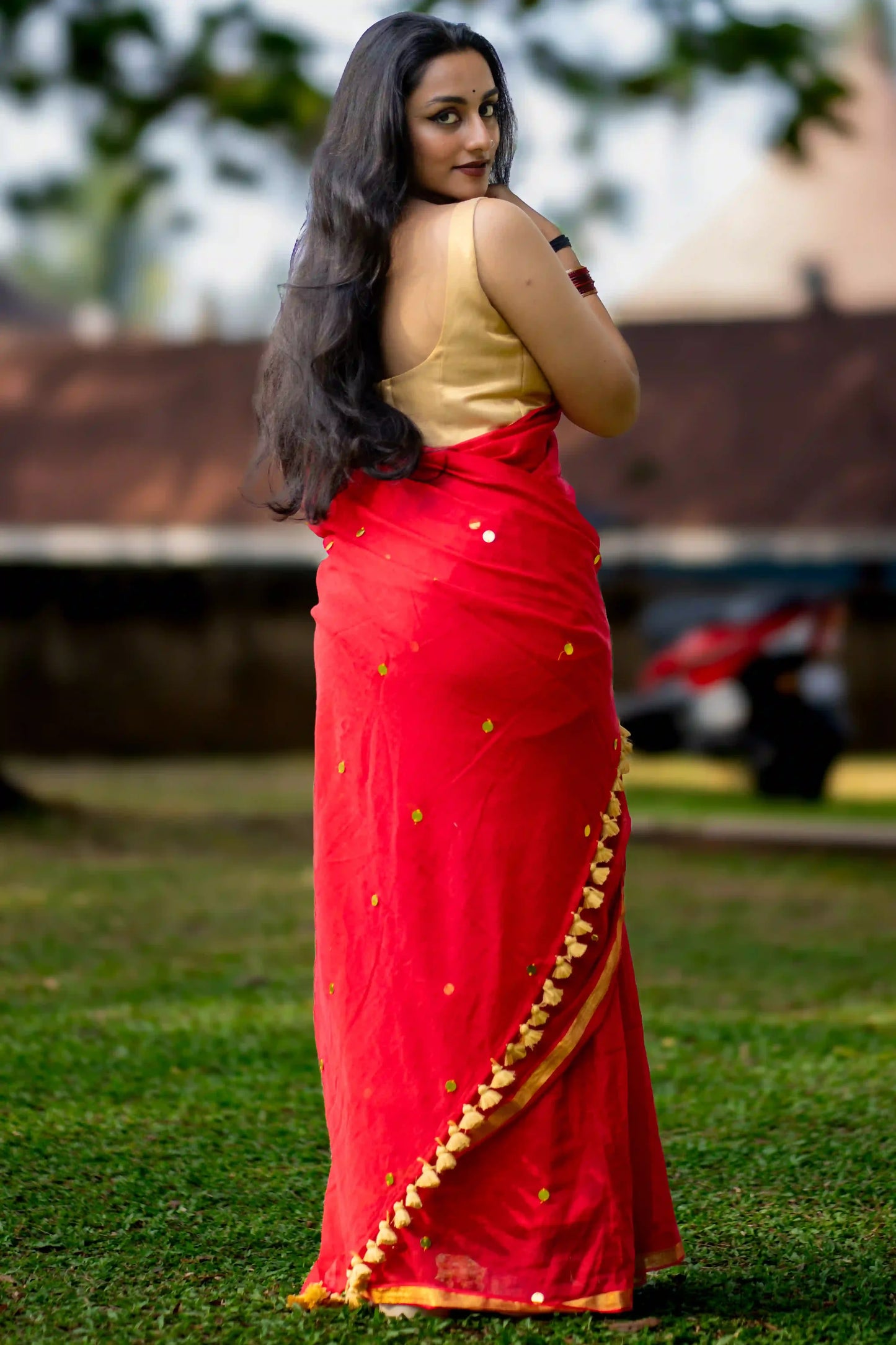 Crimson Ease Cotton Sequin Saree