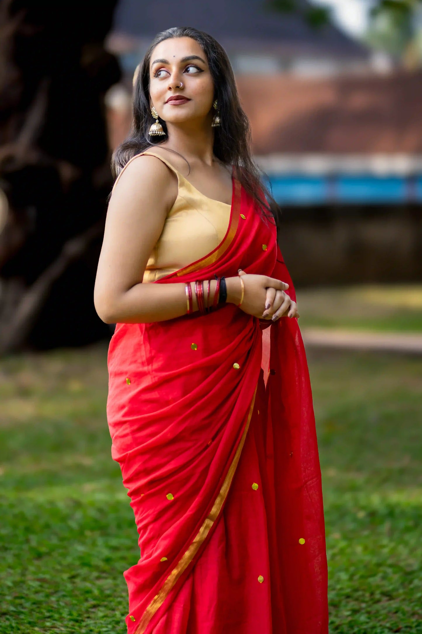 Crimson Ease Cotton Sequin Saree