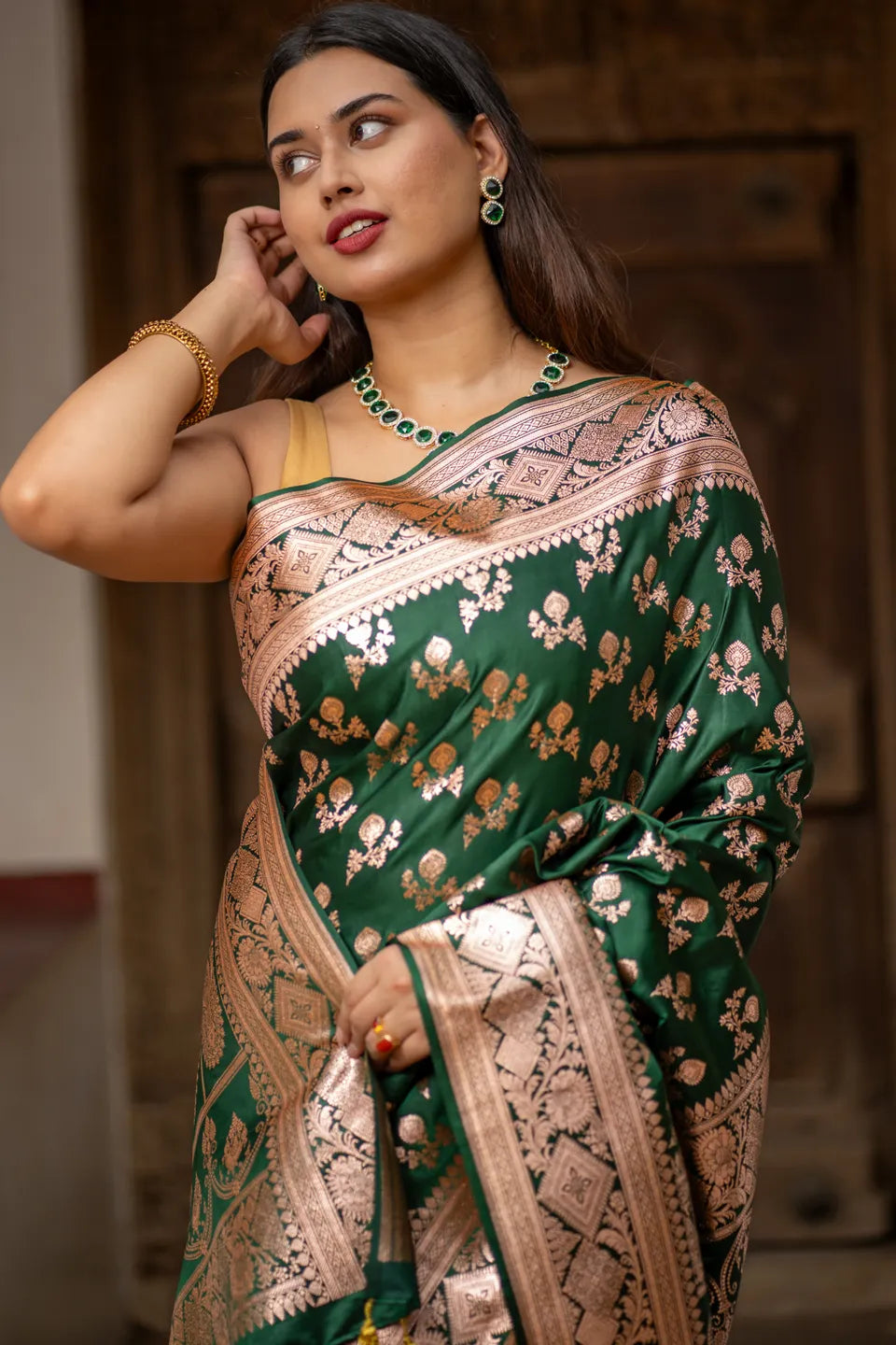 Ruci Banarasi Silk Saree with Golden Zari