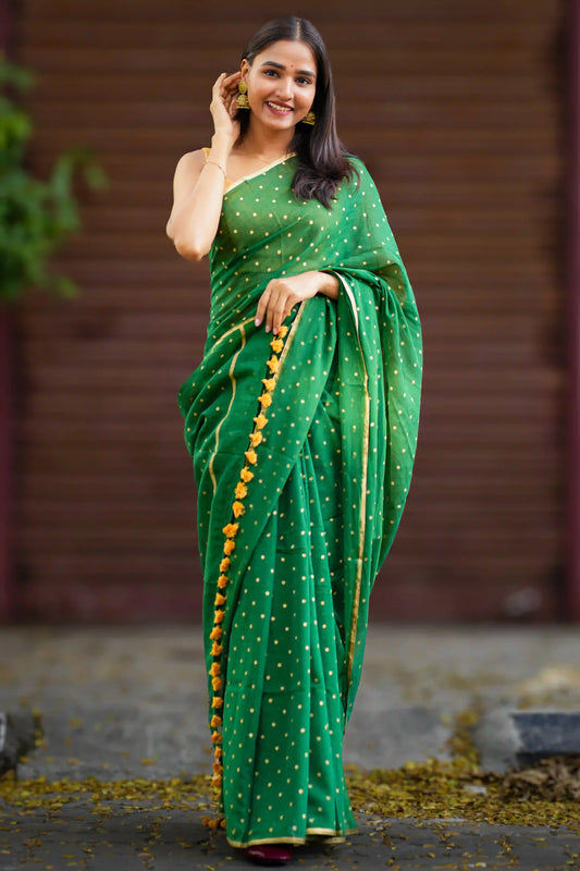 Neela Gold Polka Dot Cotton Saree