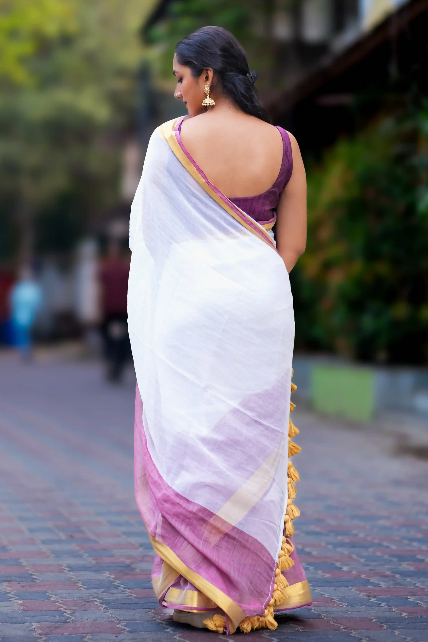 Plum Reverie Cotton Zari Saree