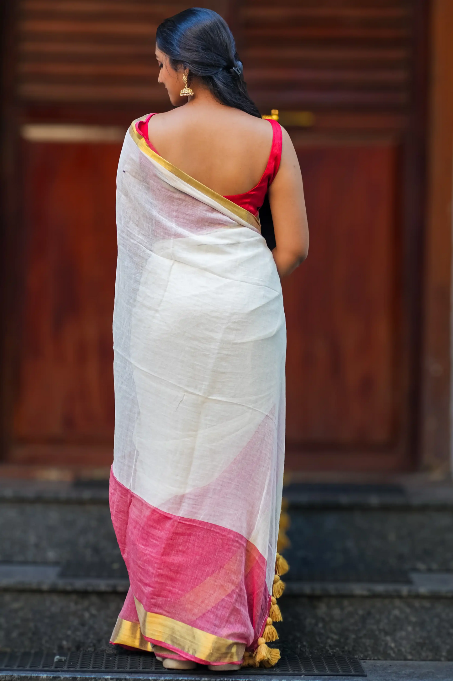 Sindoor Radiance Cotton Zari Saree