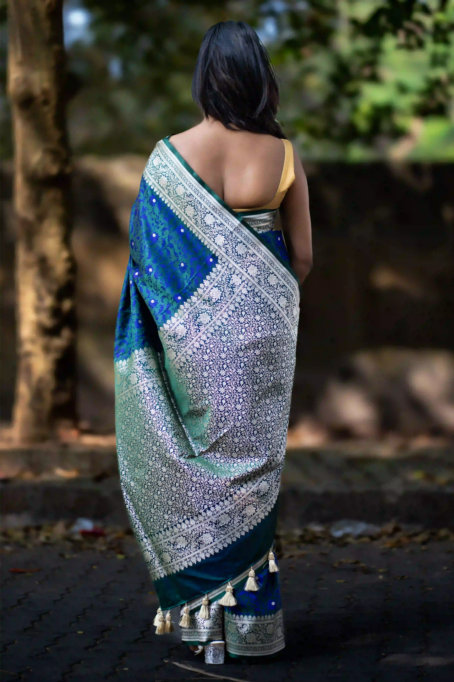 Elaris Emerald Blue Banarasi Silk Saree