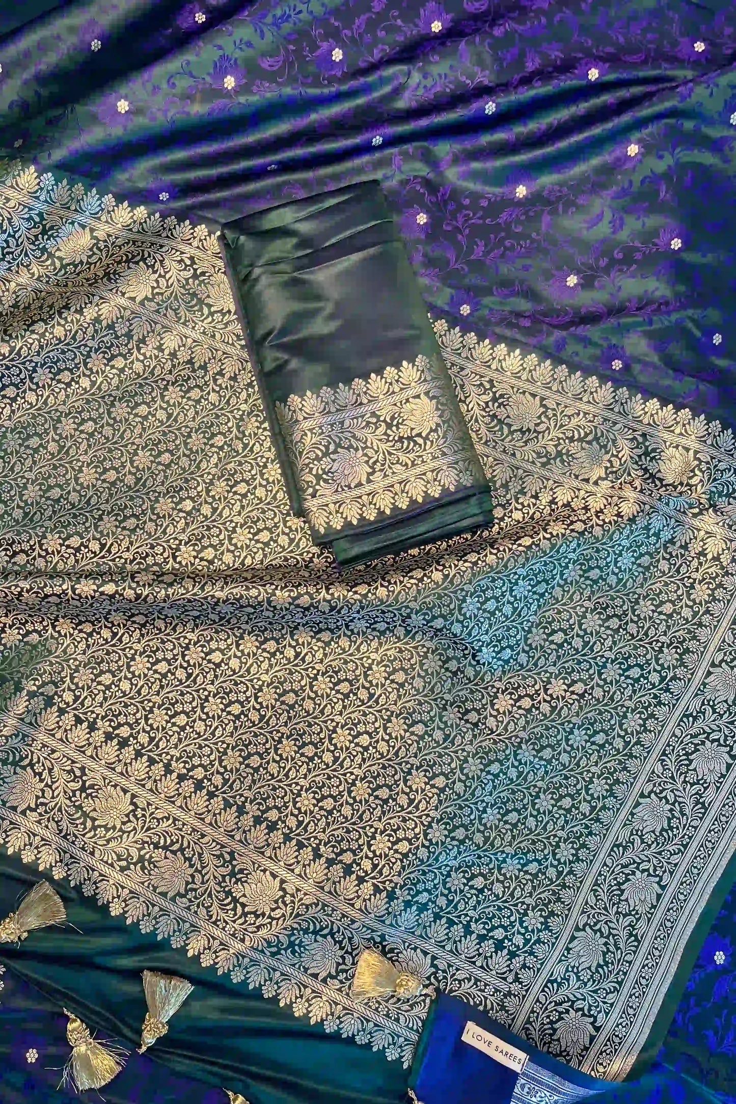 Elaris Emerald Blue Banarasi Silk Saree