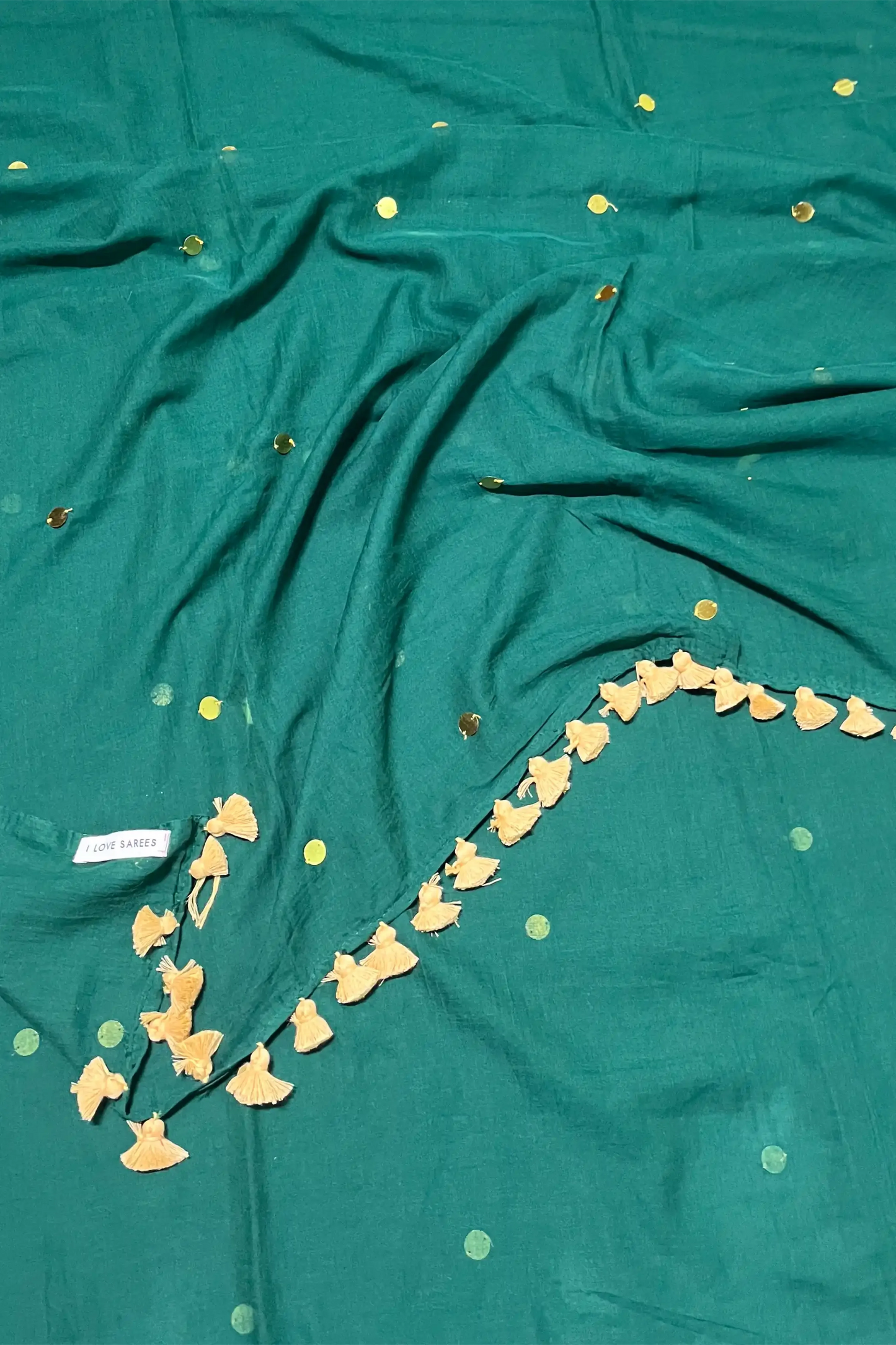 Ziva Emerald Cotton Sequin Saree