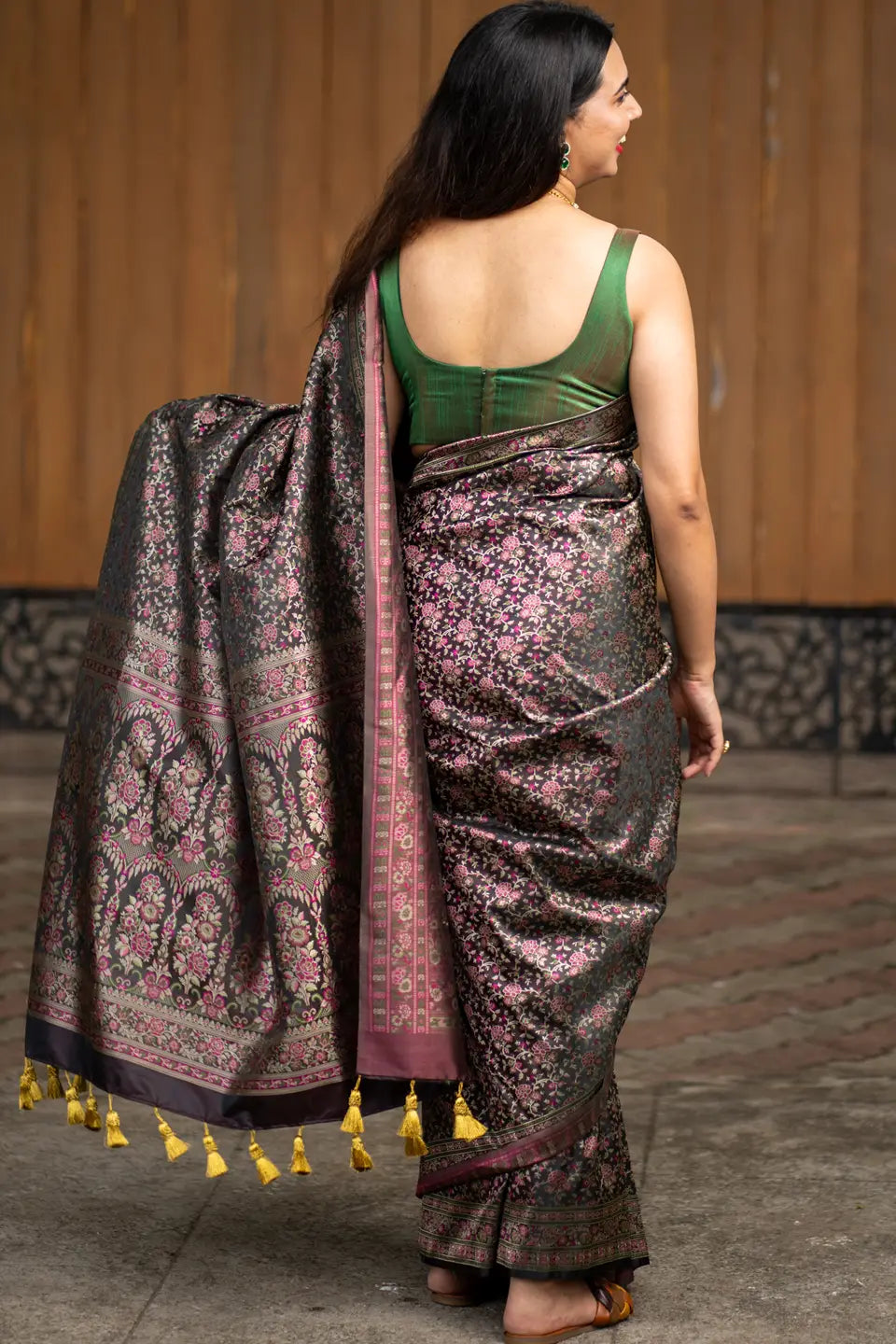 Floral-Black-Jamawar-Katan-Banarasi-Saree-I-Love-Sarees