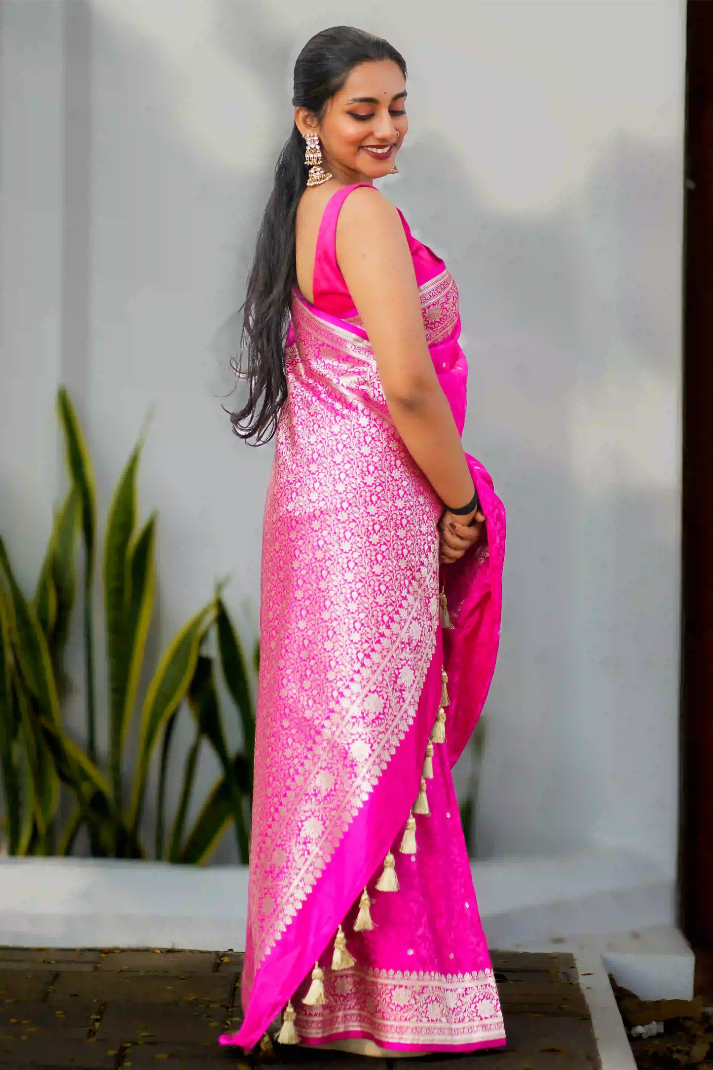 Fuchsia Kalini Banarasi Silk Saree