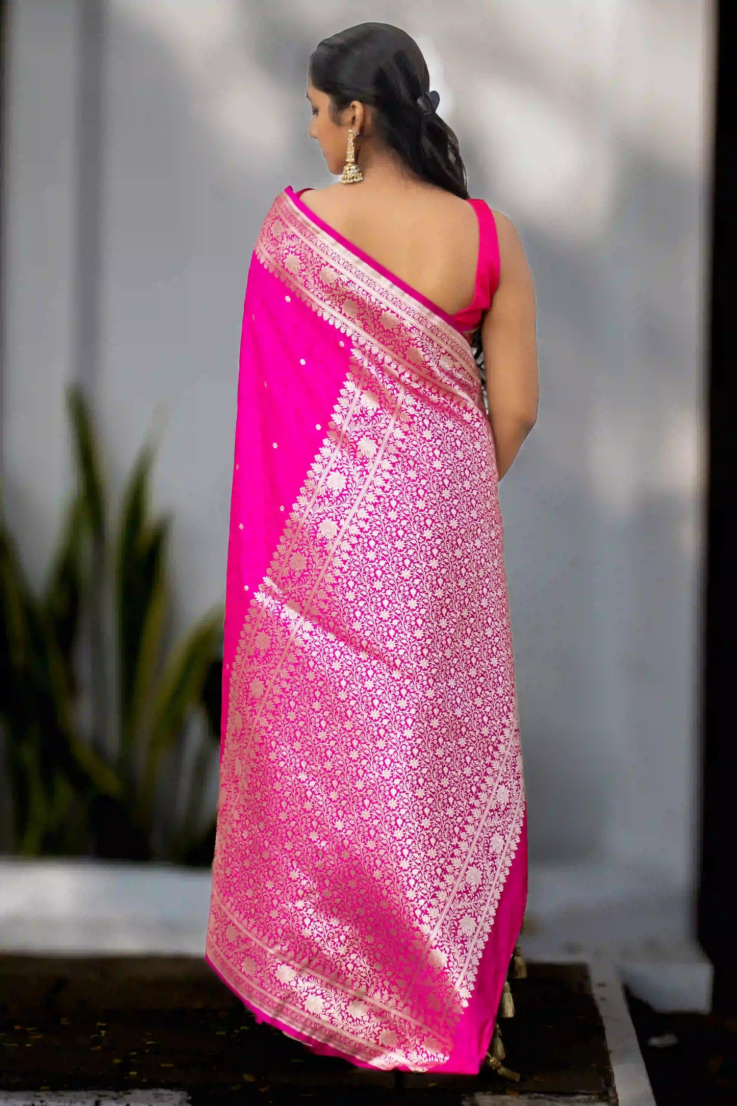 Fuchsia Kalini Banarasi Silk Saree