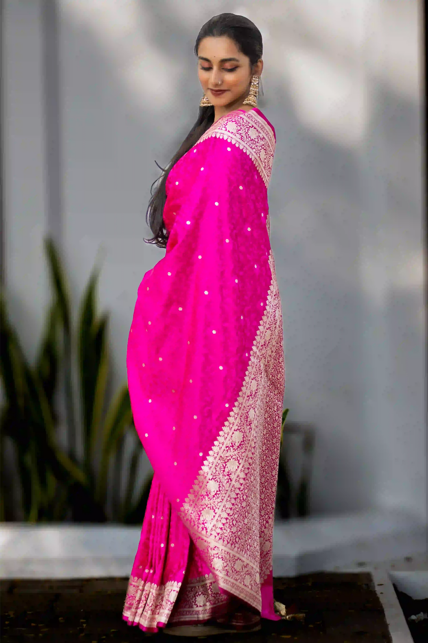 Fuchsia Kalini Banarasi Silk Saree