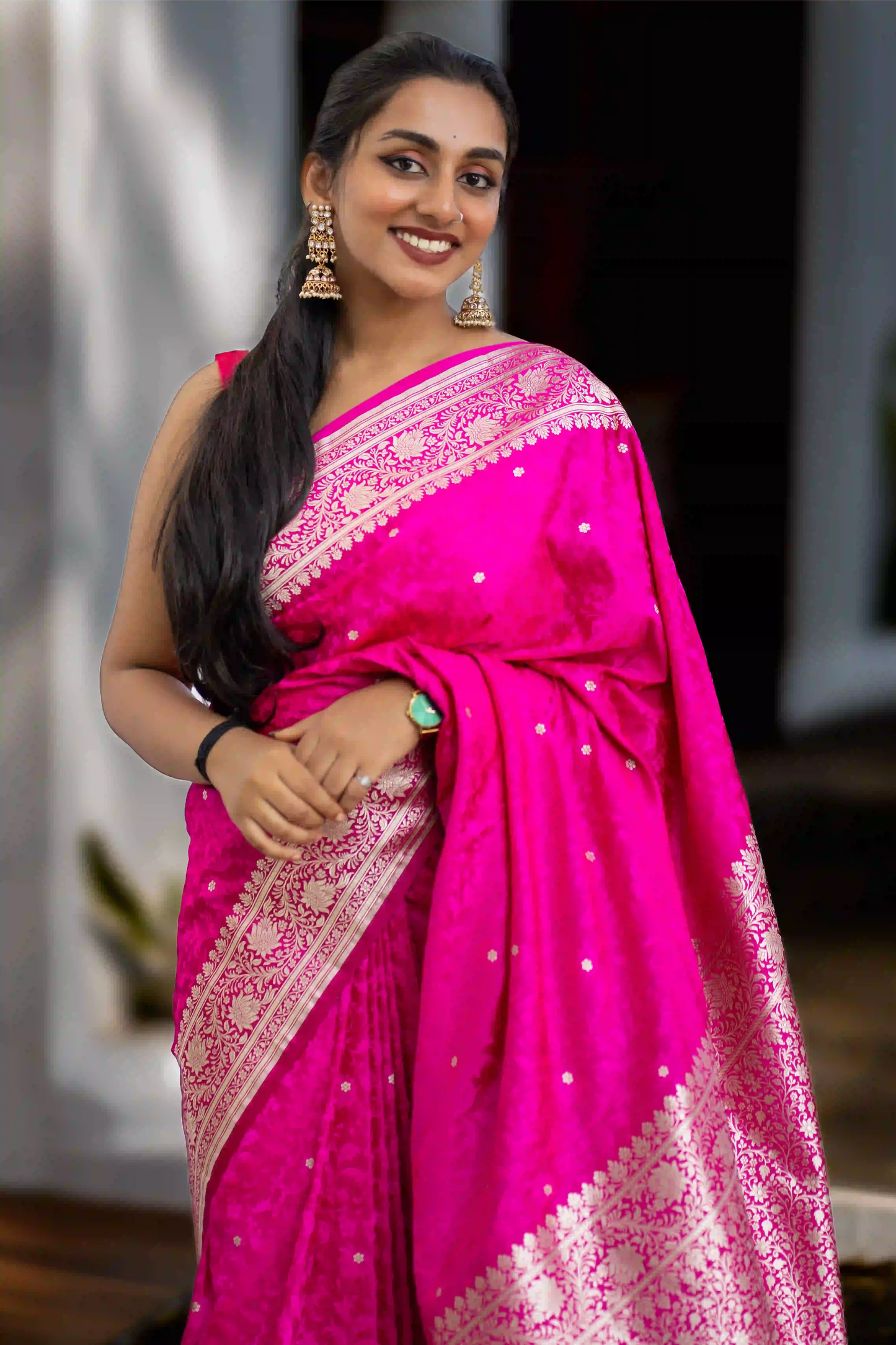Fuchsia Kalini Banarasi Silk Saree