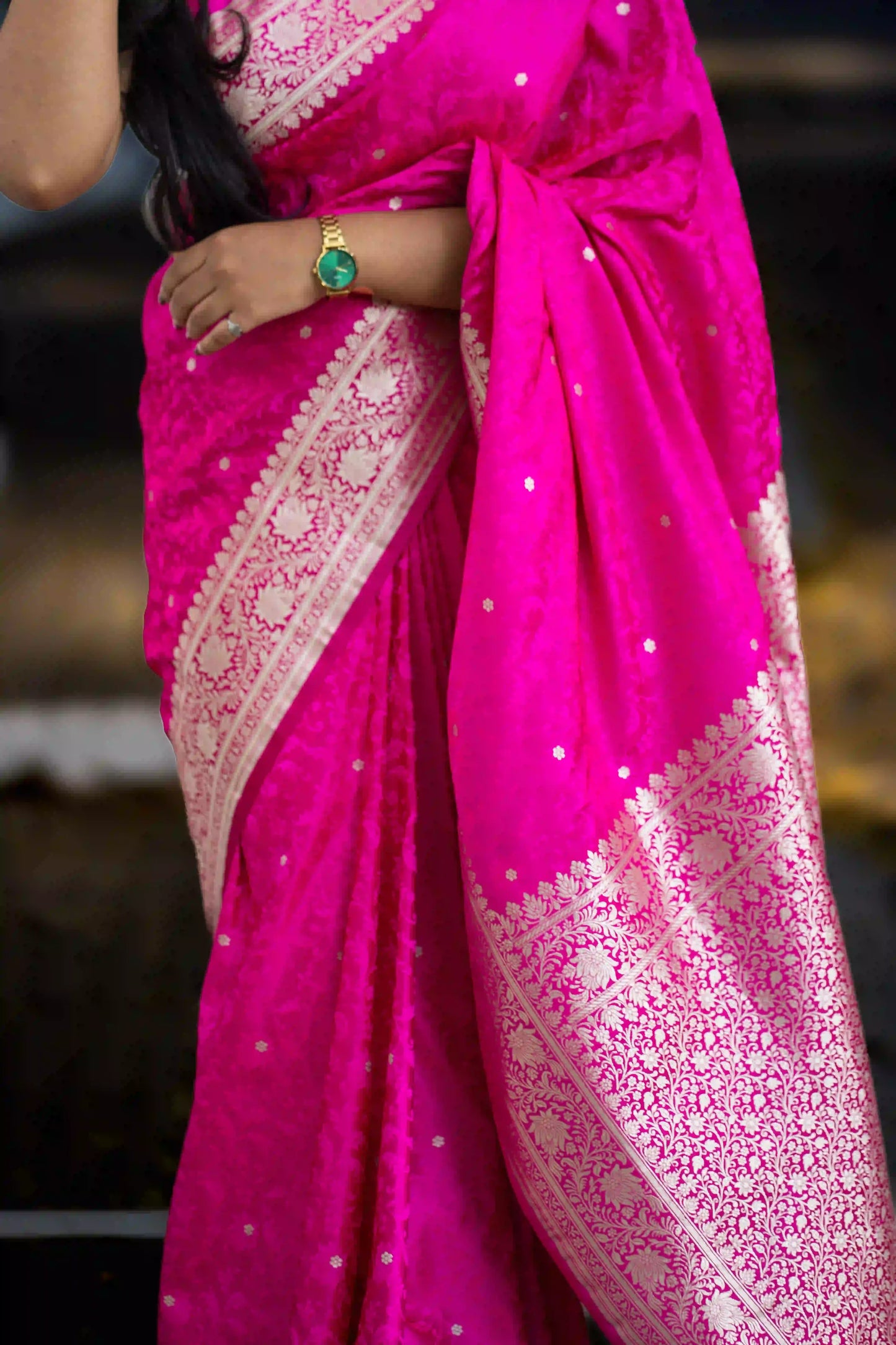 Fuchsia Kalini Banarasi Silk Saree