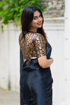 Golden Black Sleeve Banarasi Blouse