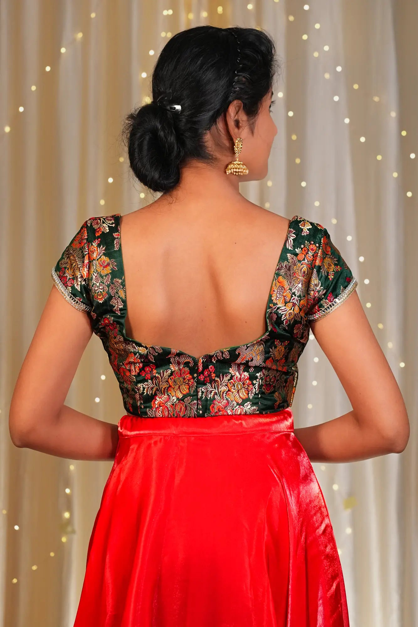 Sea of Flowers Banarasi Cap Sleeve Blouse
