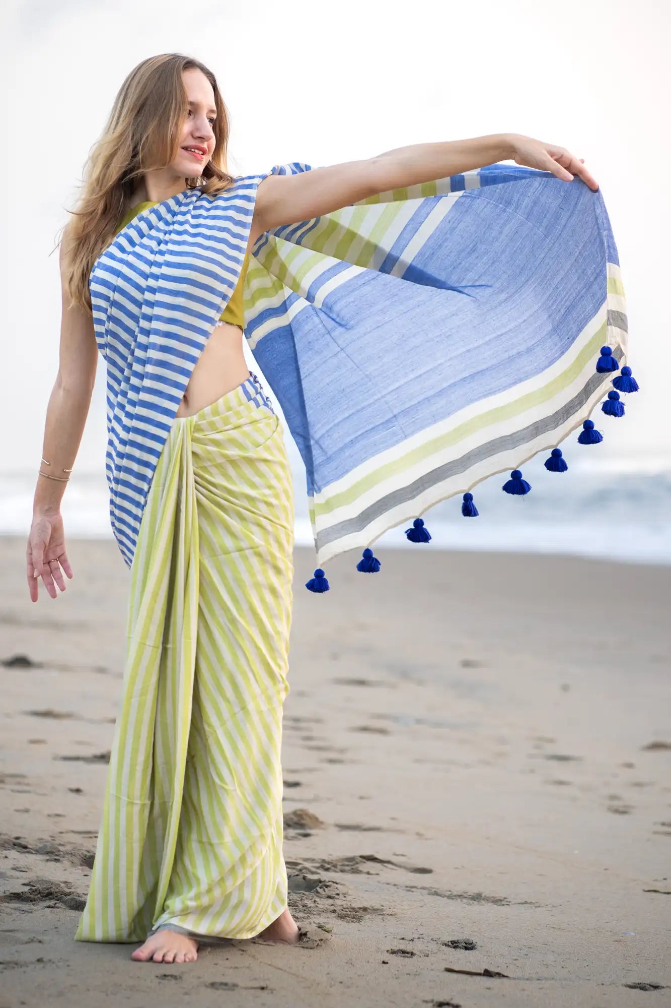 Peacock Parade Stripe Saree